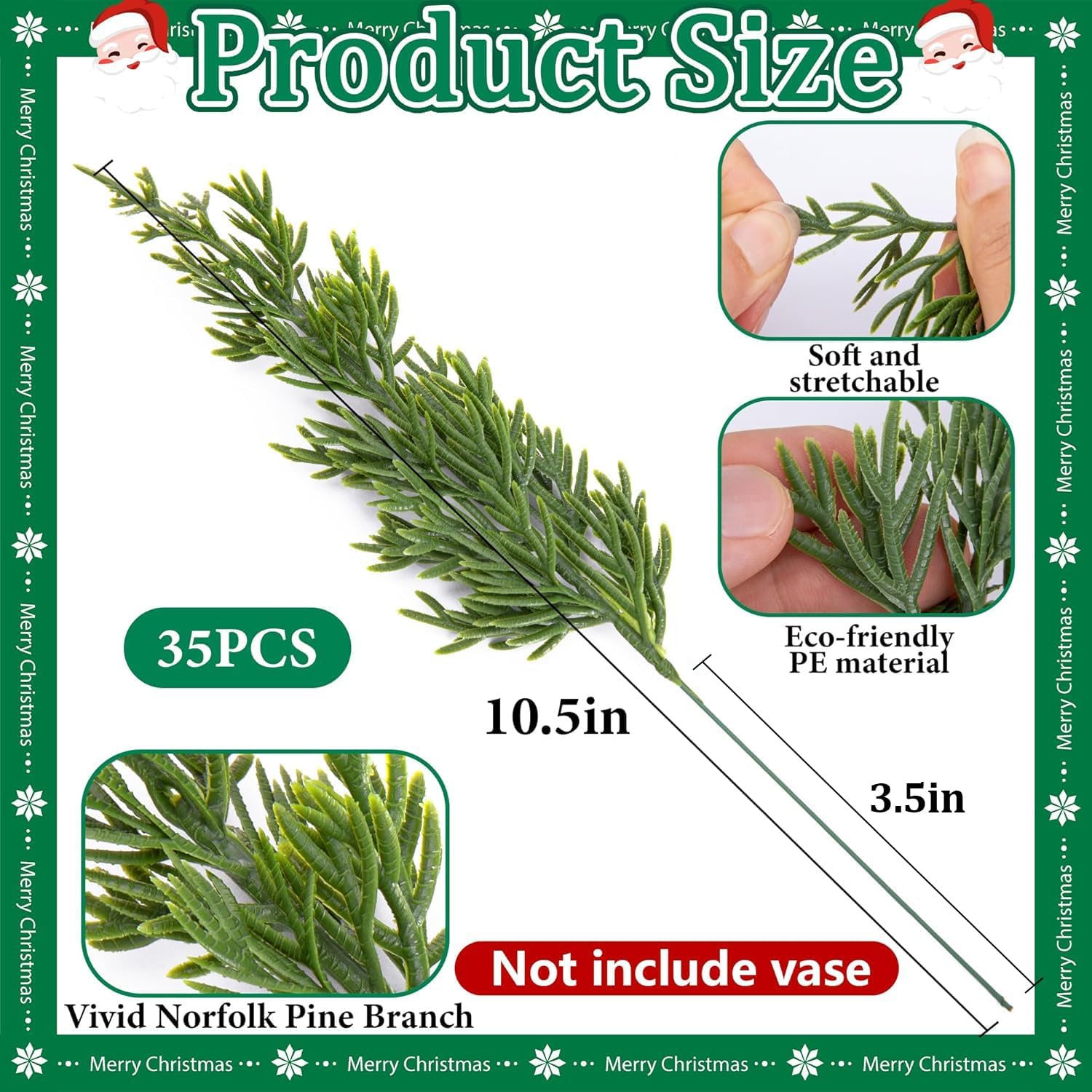 Watayo 45 Pcs Christmas Artificial Pine Branches with Red Berries