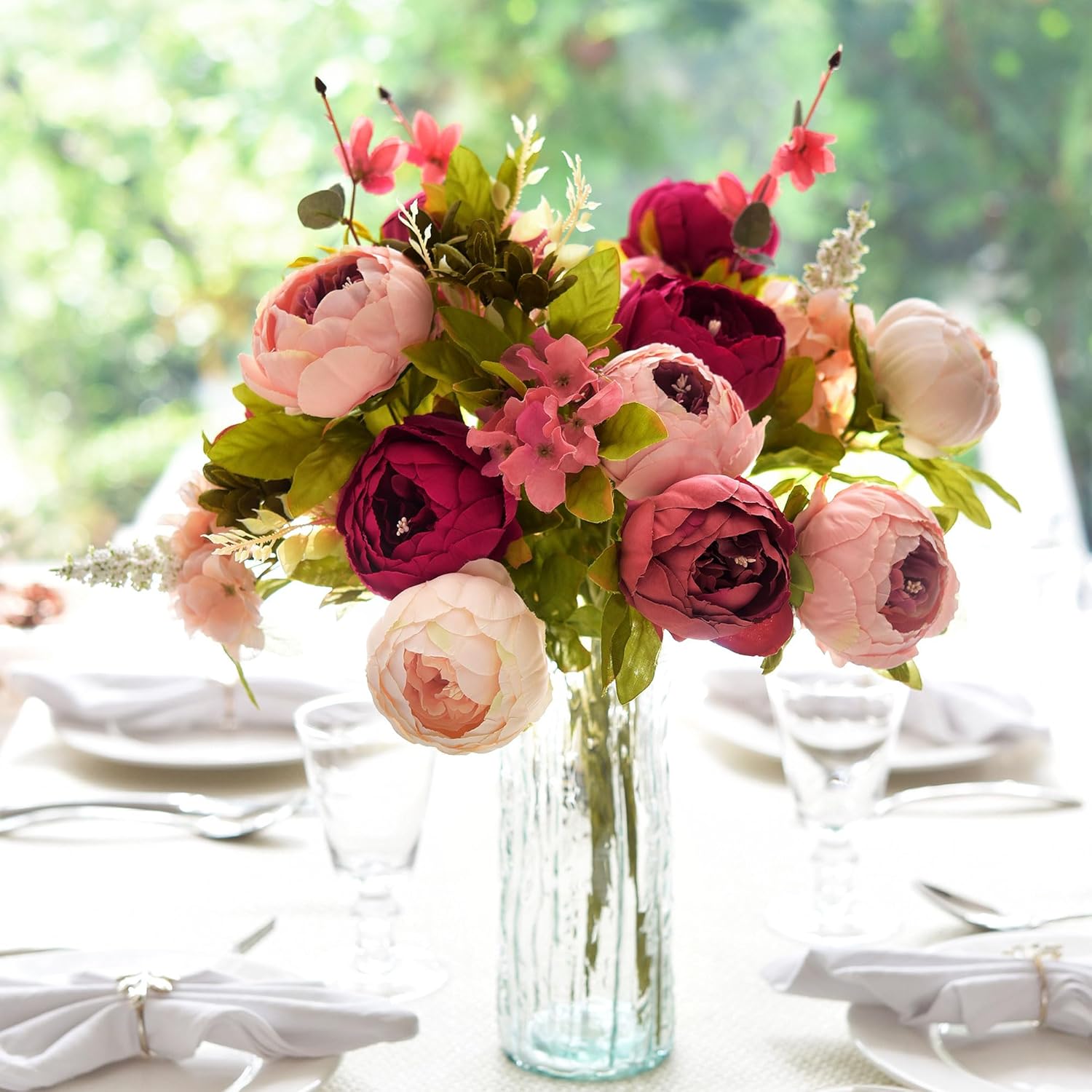 FiveSeasonStuff Passion Blush Artificial Peony Bouquet