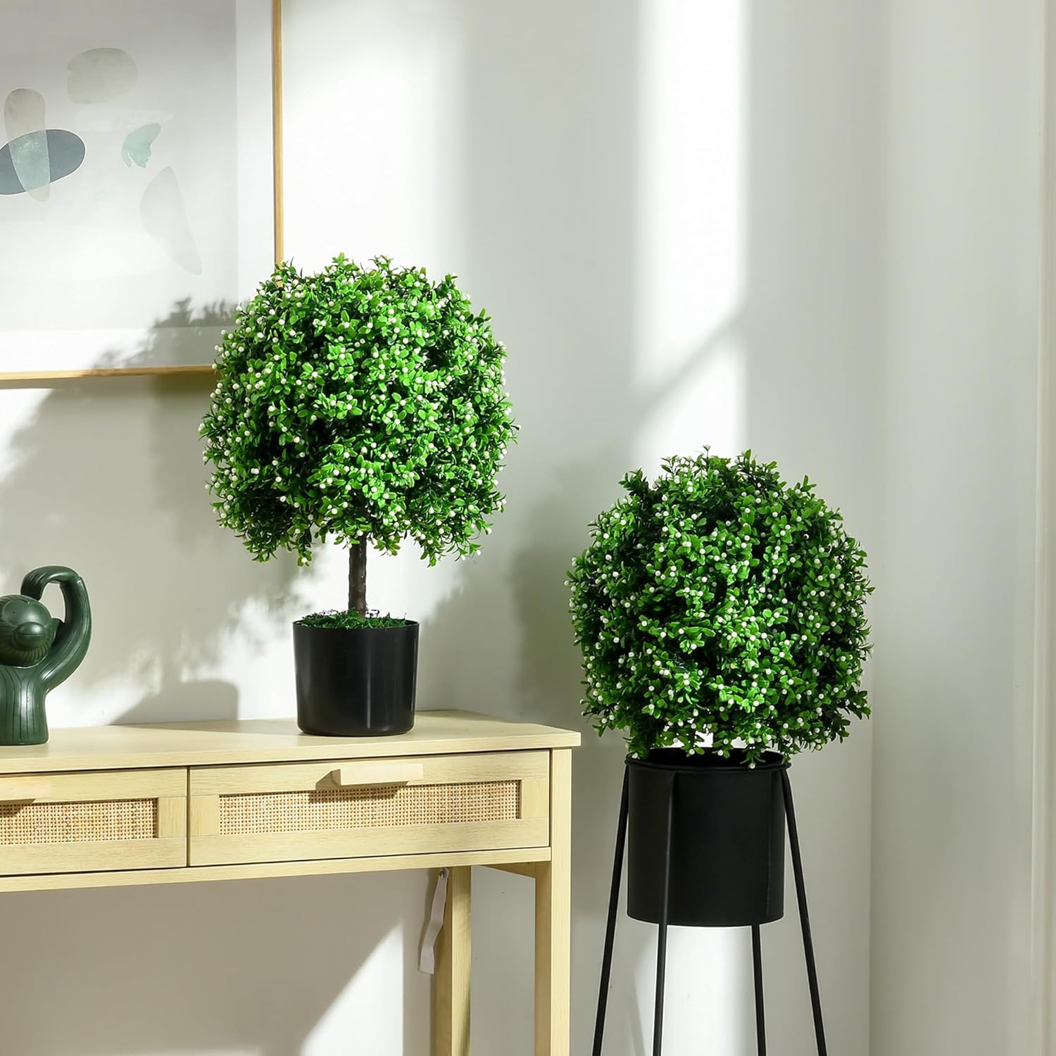 HOMCOM 2 Pack Artificial Boxwood Topiary Trees with Pot