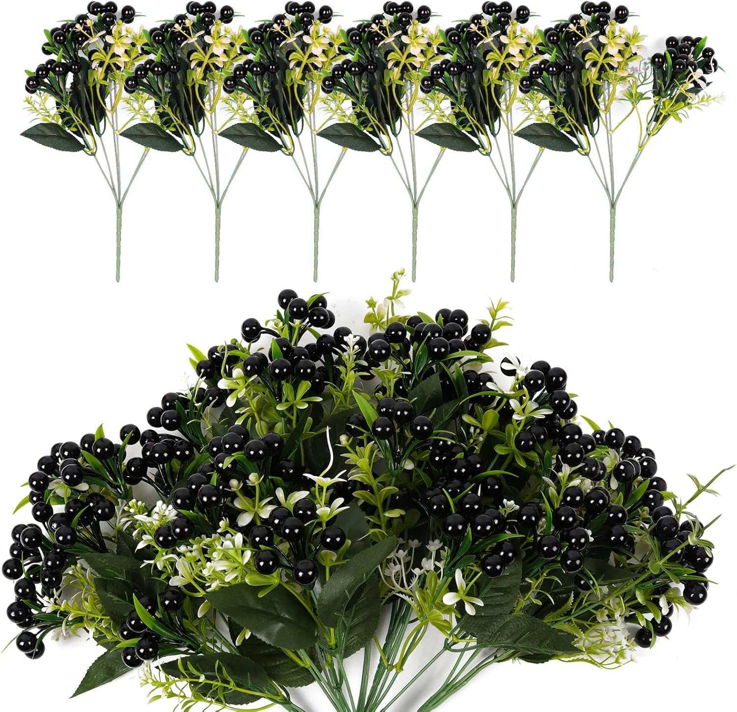 Black Artificial Berry Bouquets 6Pcs for Halloween Decor