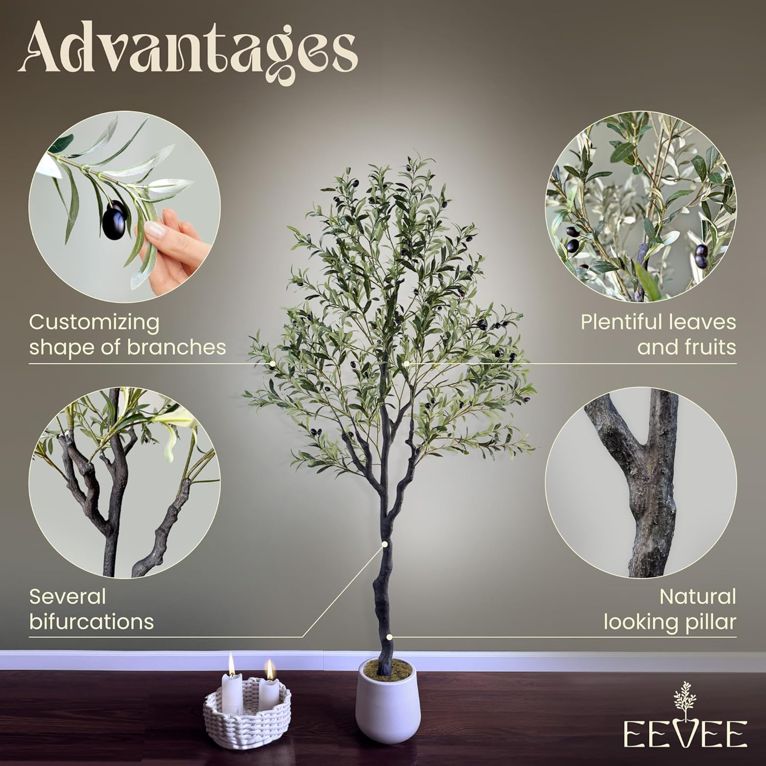 Handmade Faux Olive Tree 6FT with Realistic Pot