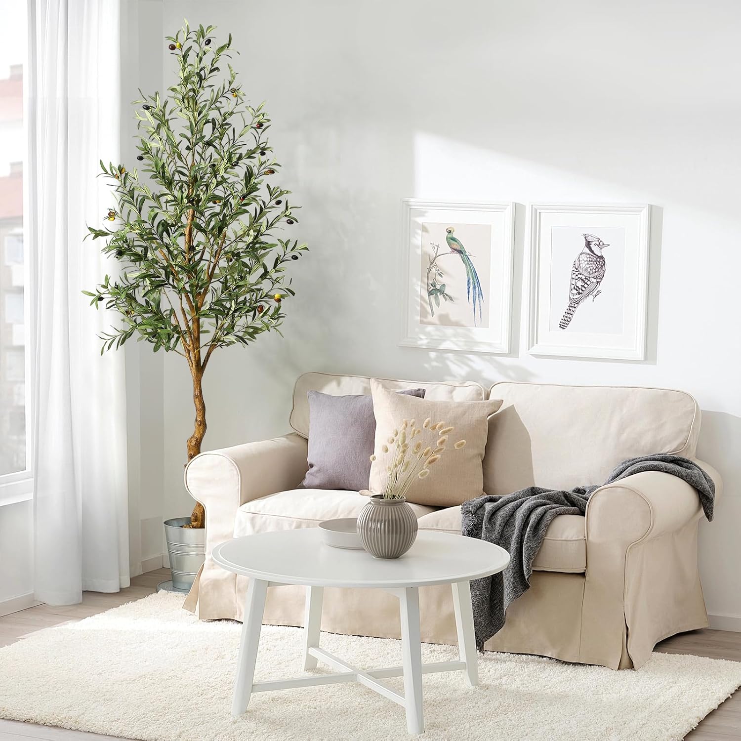 GAOMON 6FT Artificial Olive Tree with Basket and Lifelike Fruits