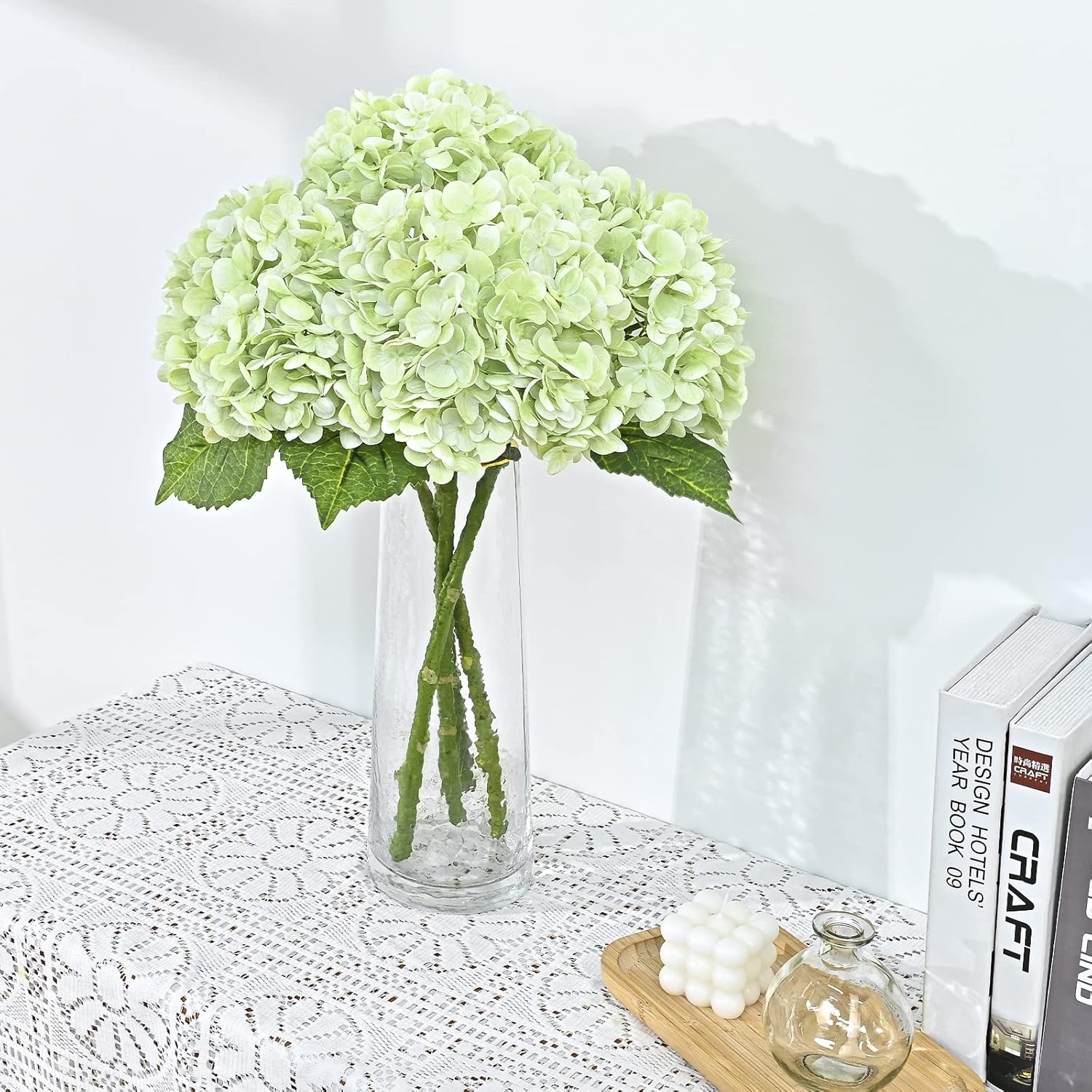 Waipfaru 21 Inch Real Touch Hydrangea Artificial Flowers with Long Stem and Leaves
