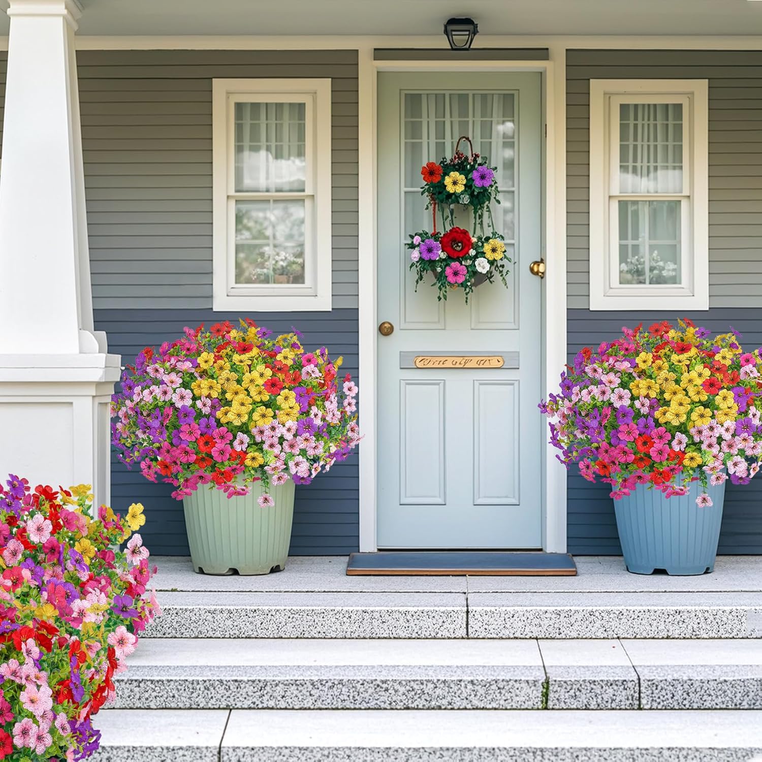 20 Bundles Artificial Flowers for Outdoor Decor