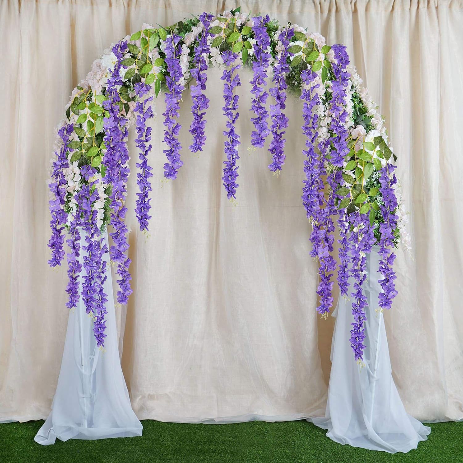 6 Pack Artificial Wisteria Vine Hanging Garland Purple