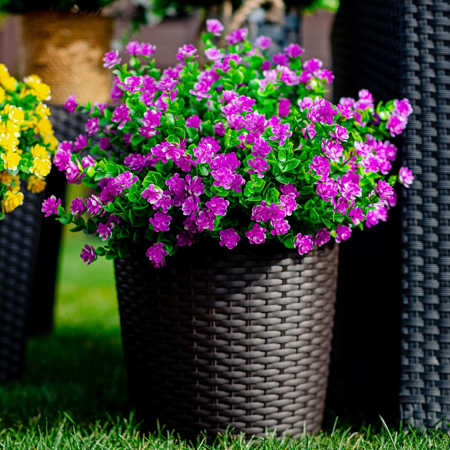 AXYLEX Artificial Flowers 12 Bundles UV Resistant Outdoor Decor