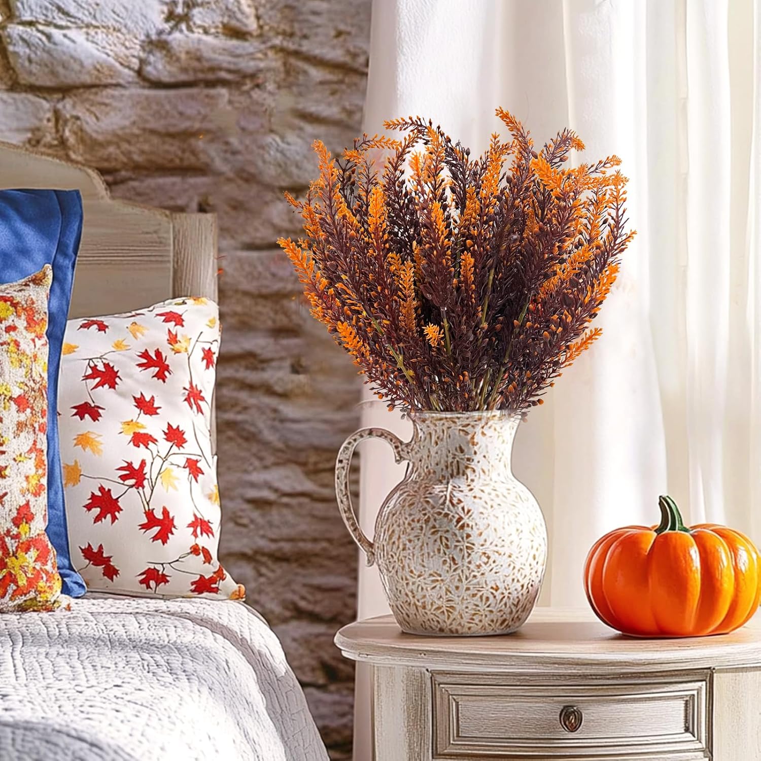 10 Bundles Artificial Fall Flowers for Outdoor Decor