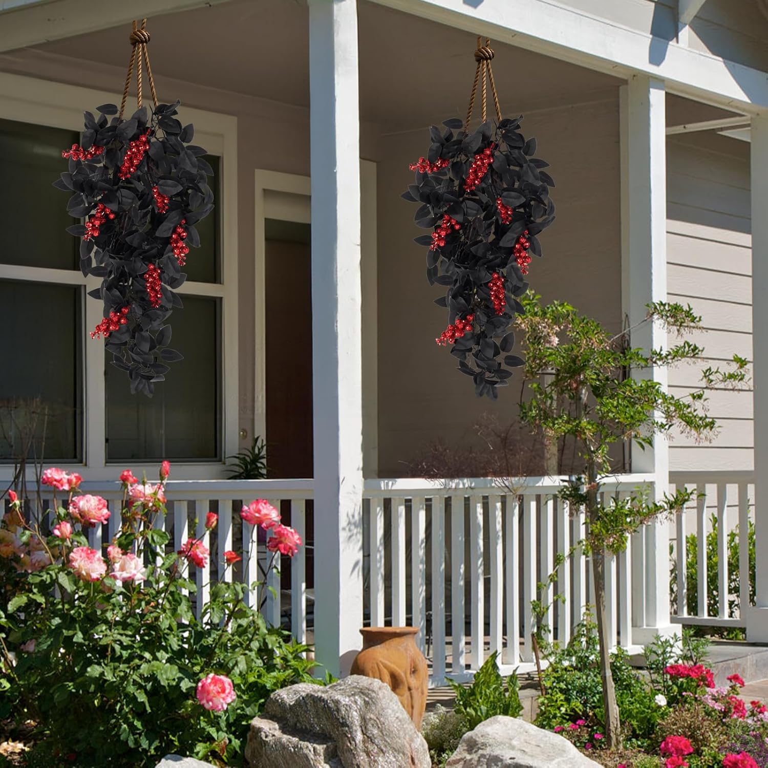 Black Maple Leaf Garland Halloween Decor Set 2 Pcs