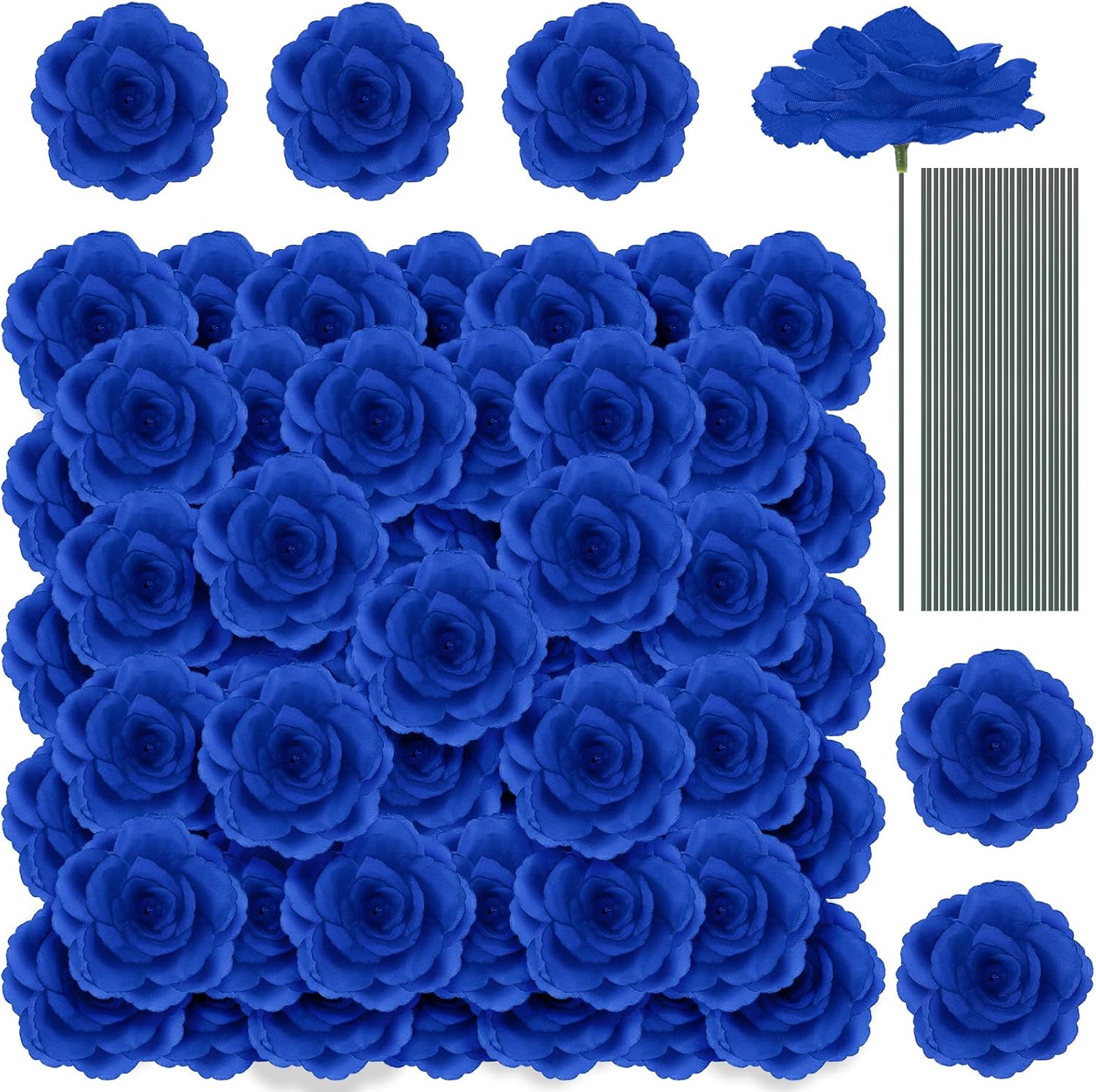 Yunlly 100 Pcs Artificial Blue Roses for Decor