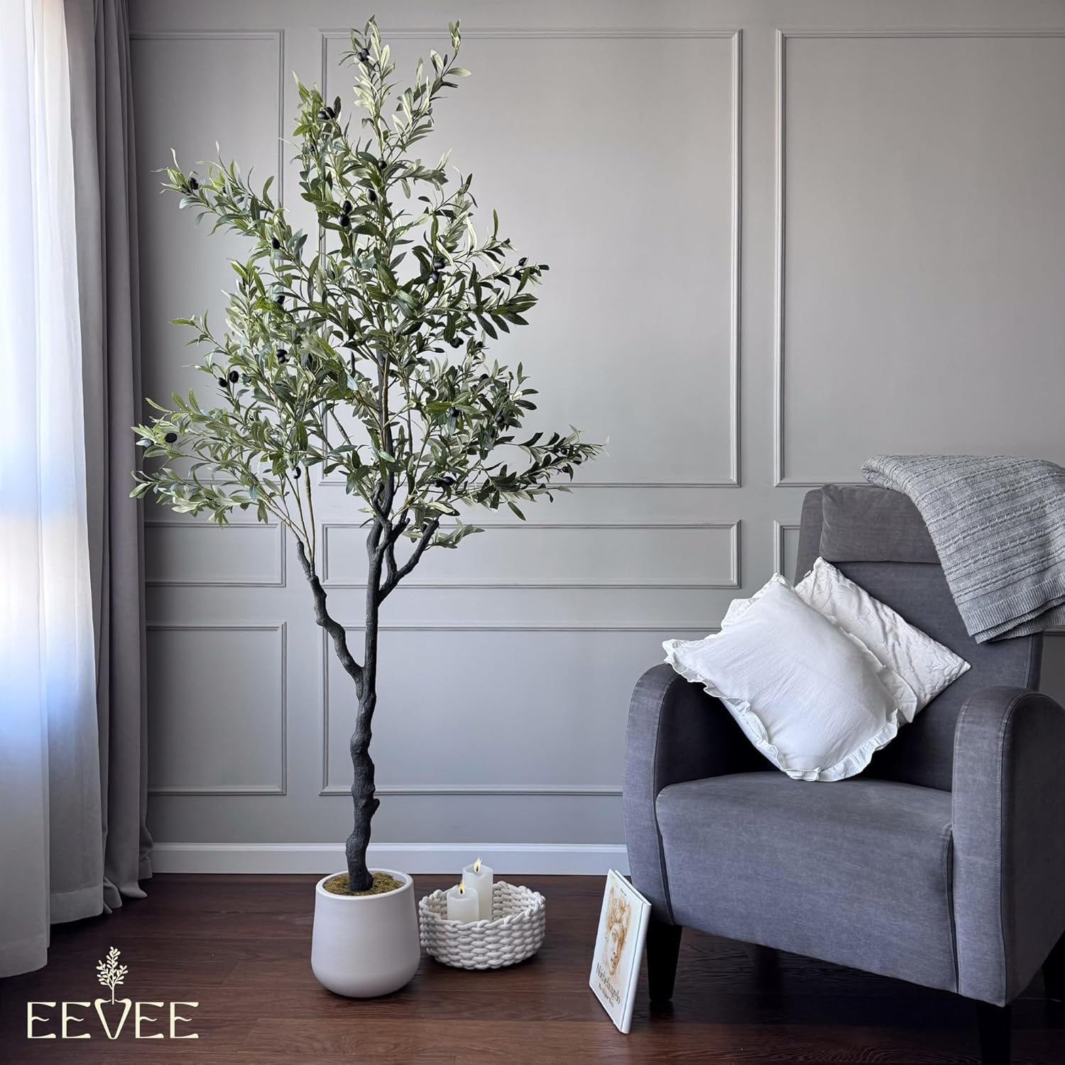 Handmade Faux Olive Tree 6FT with Realistic Pot