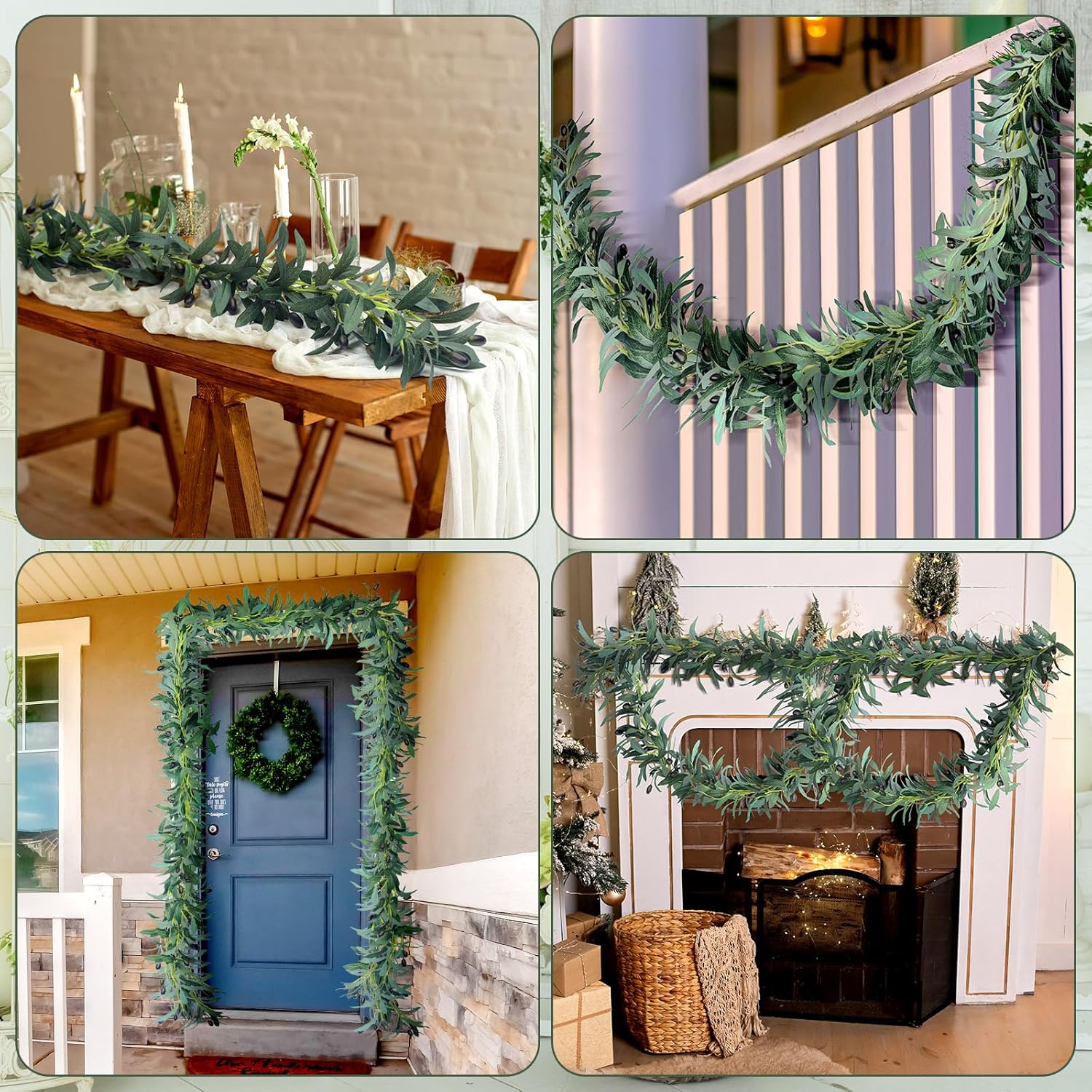Giegxin 3 Pcs 15 Ft Artificial Olive Garland Decor