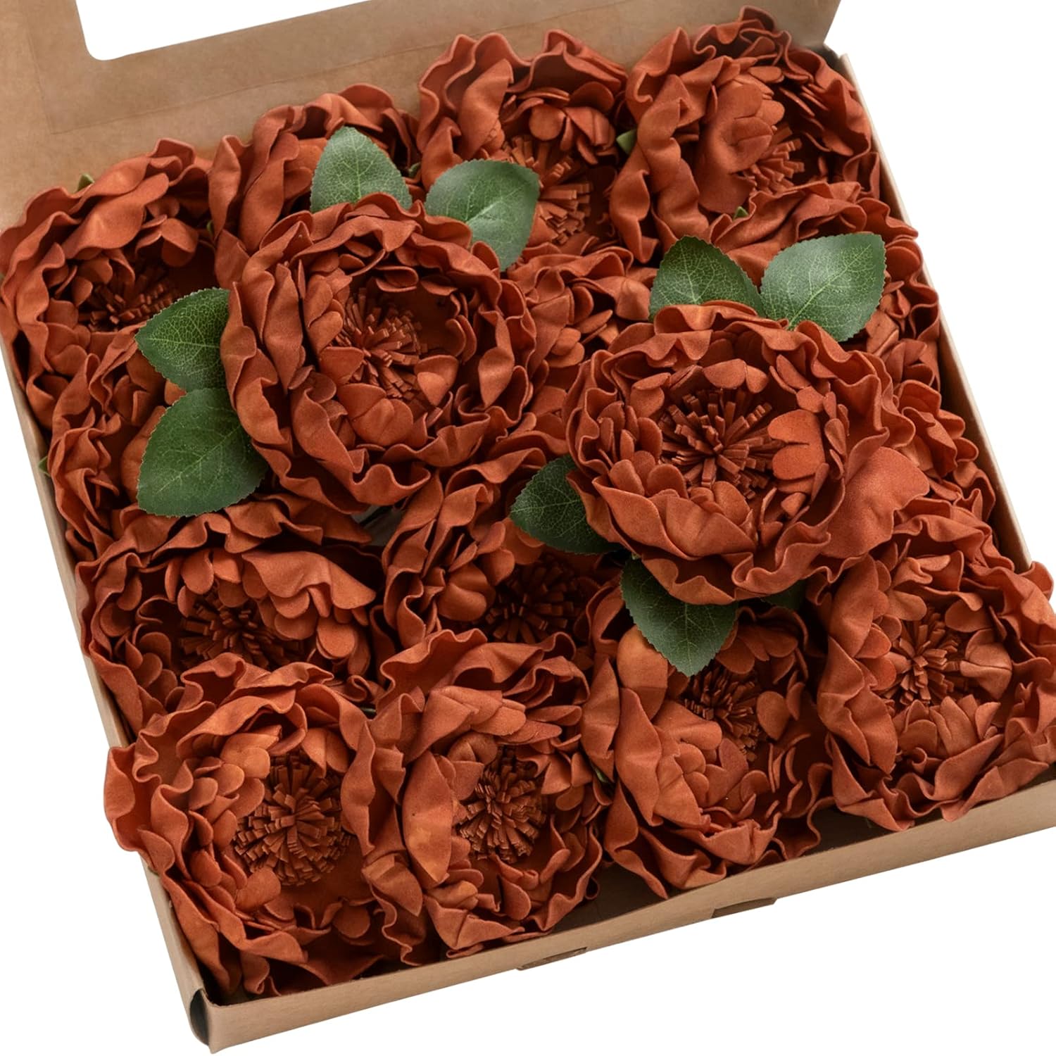Lings Moment Burnt Orange Peonies Artificial Flowers 16pcs