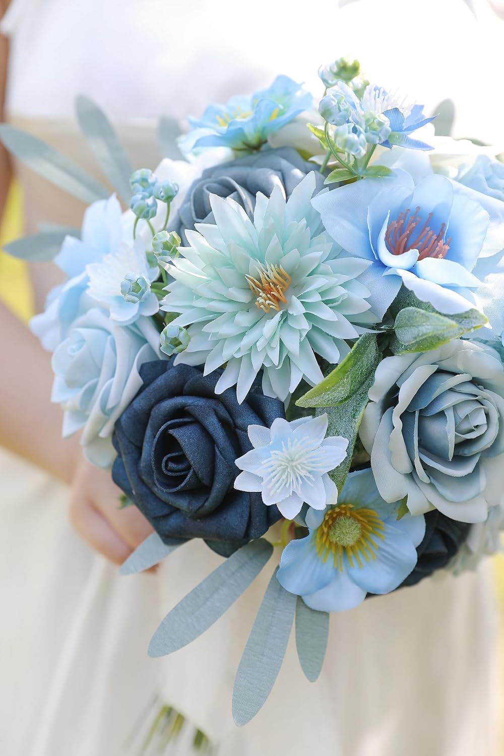 Artificial Flower Blue Box Set for Wedding Decor