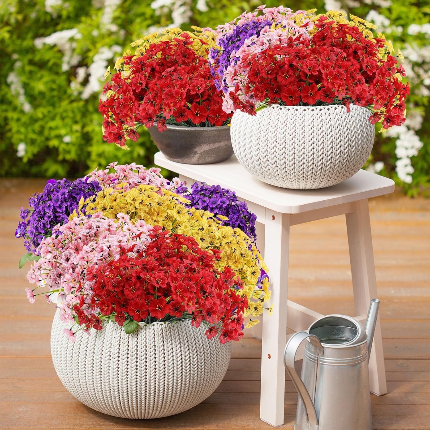 22 Bundles Artificial Flowers for Outdoor Decor Blue
