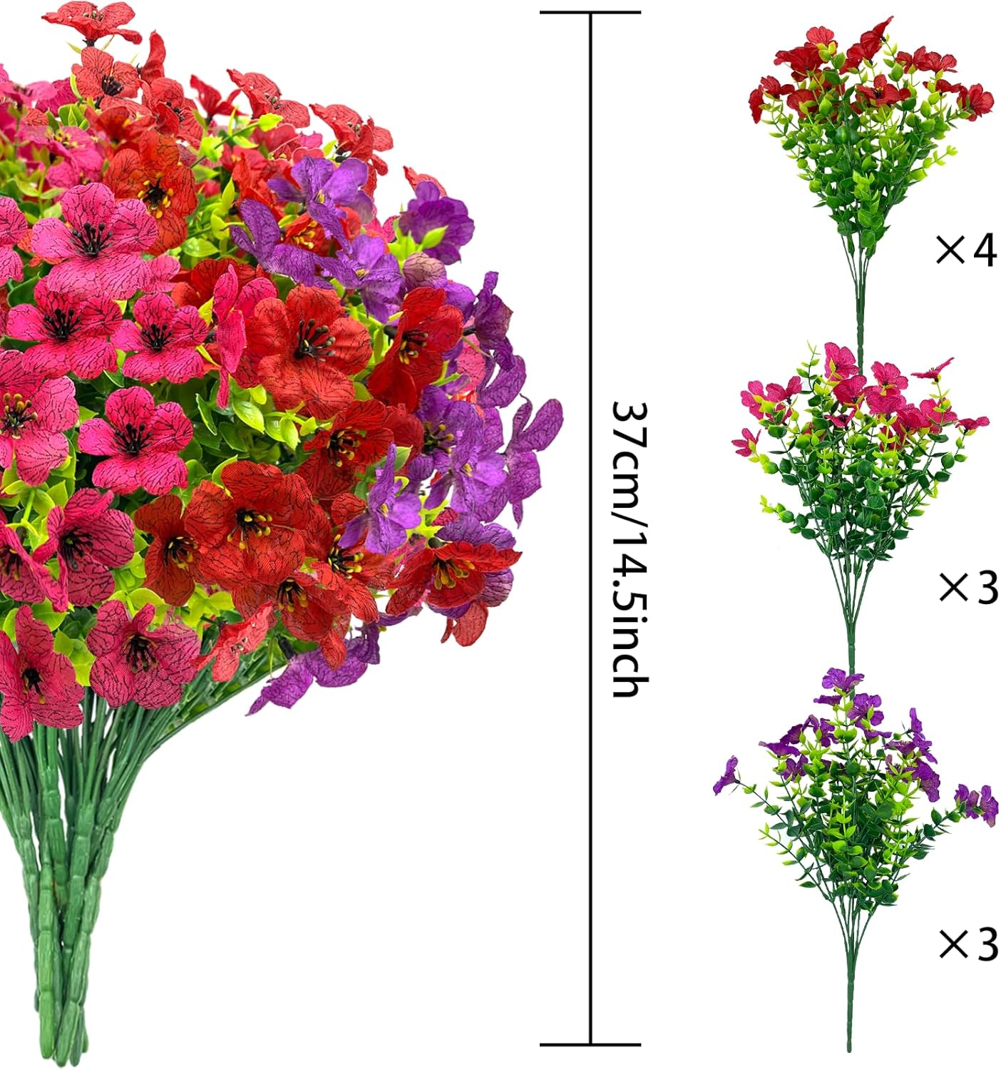 Artificial Fall Flowers for Outdoor Decor 10pcs
