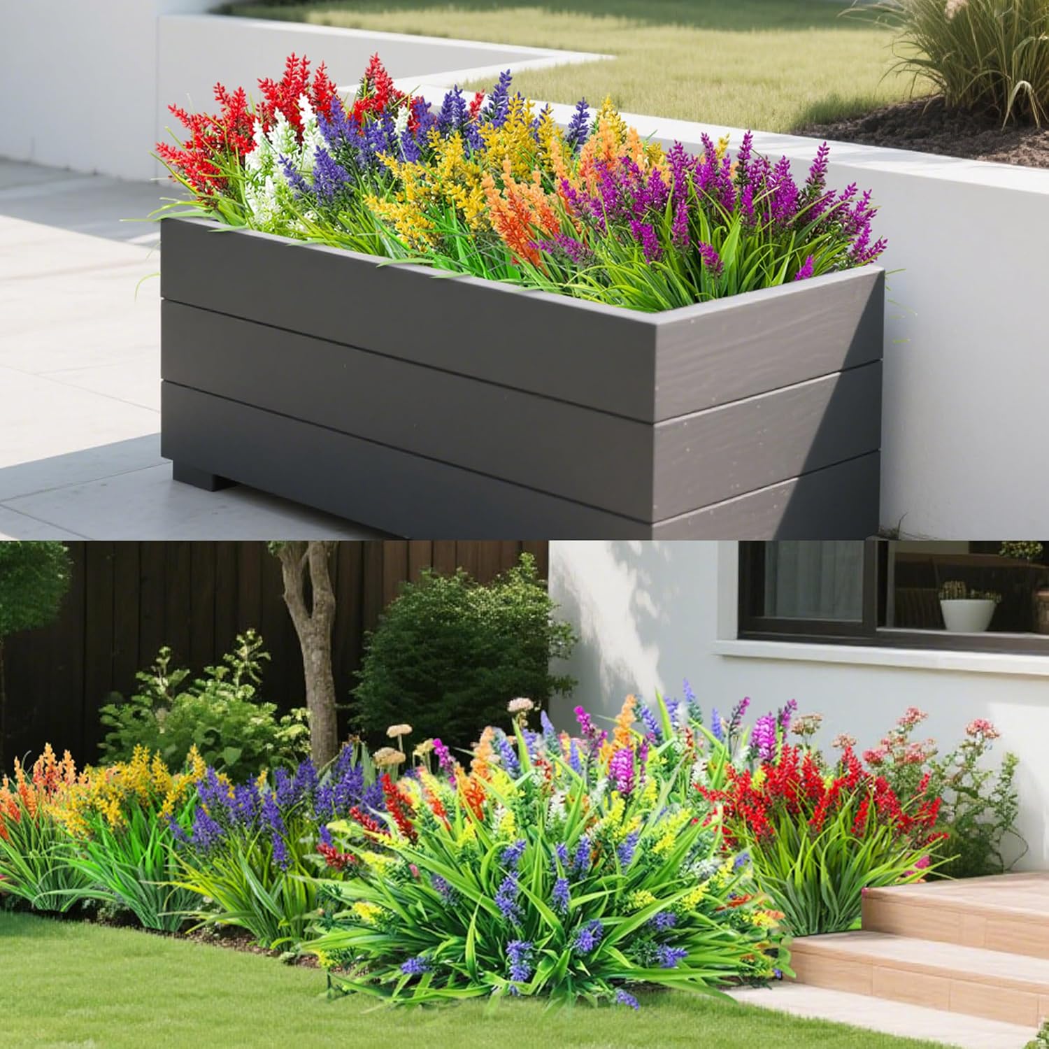 24 Bundles Artificial Lavender Flowers for Outdoor Decor