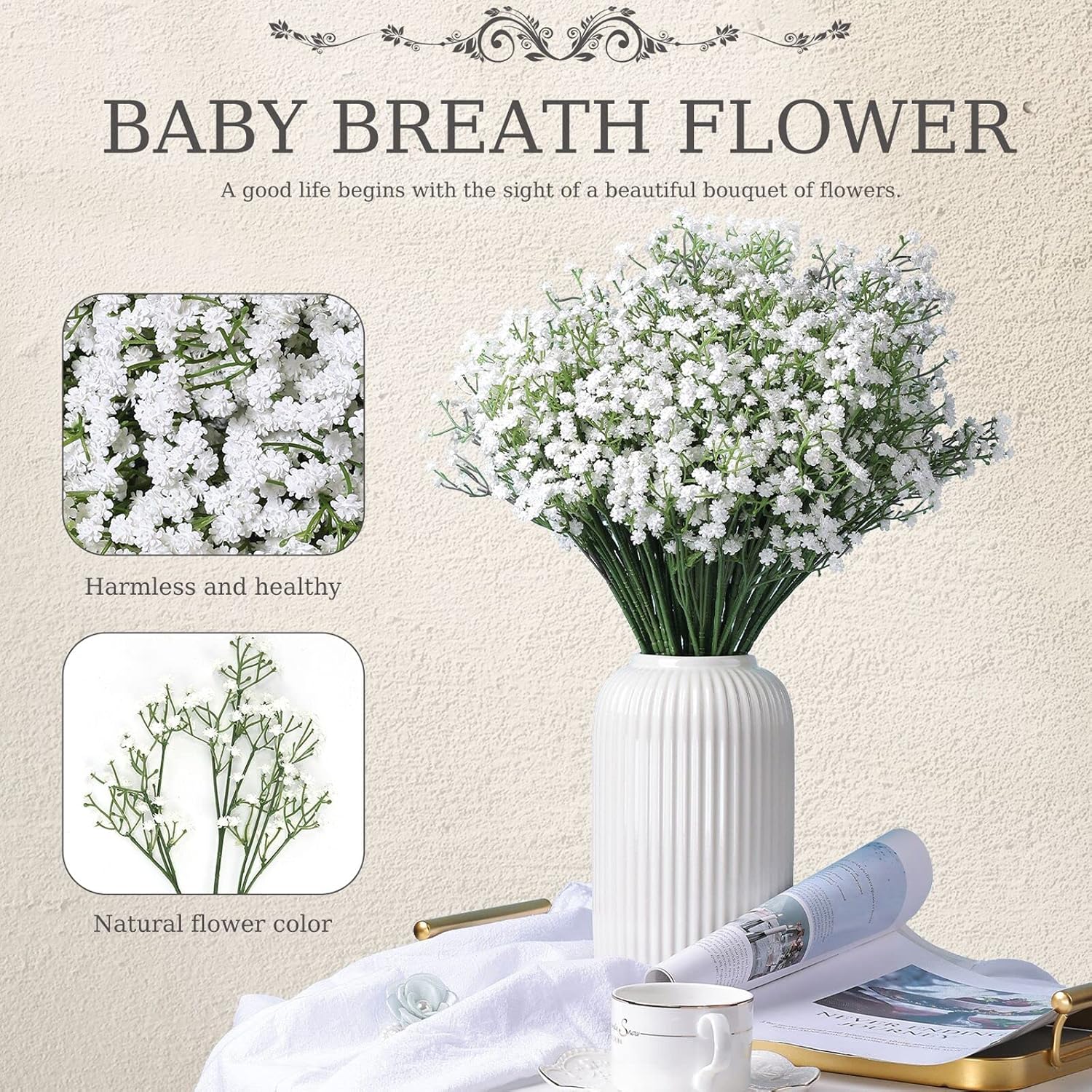 LYLYFAN Gypsophila Artificial Flowers 30 Pcs Wedding Decor