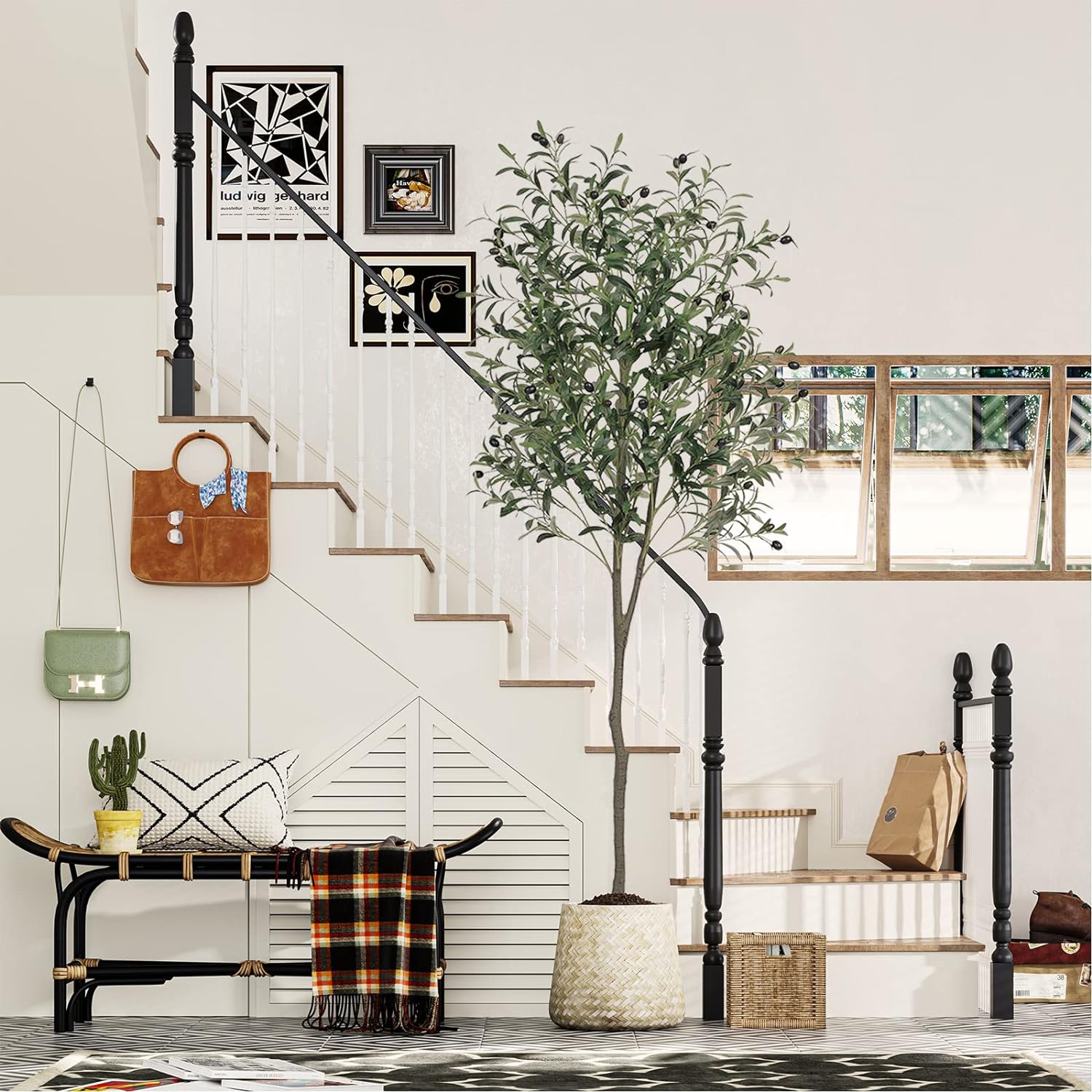VIAGDO 6ft Artificial Olive Tree with Planter Decor