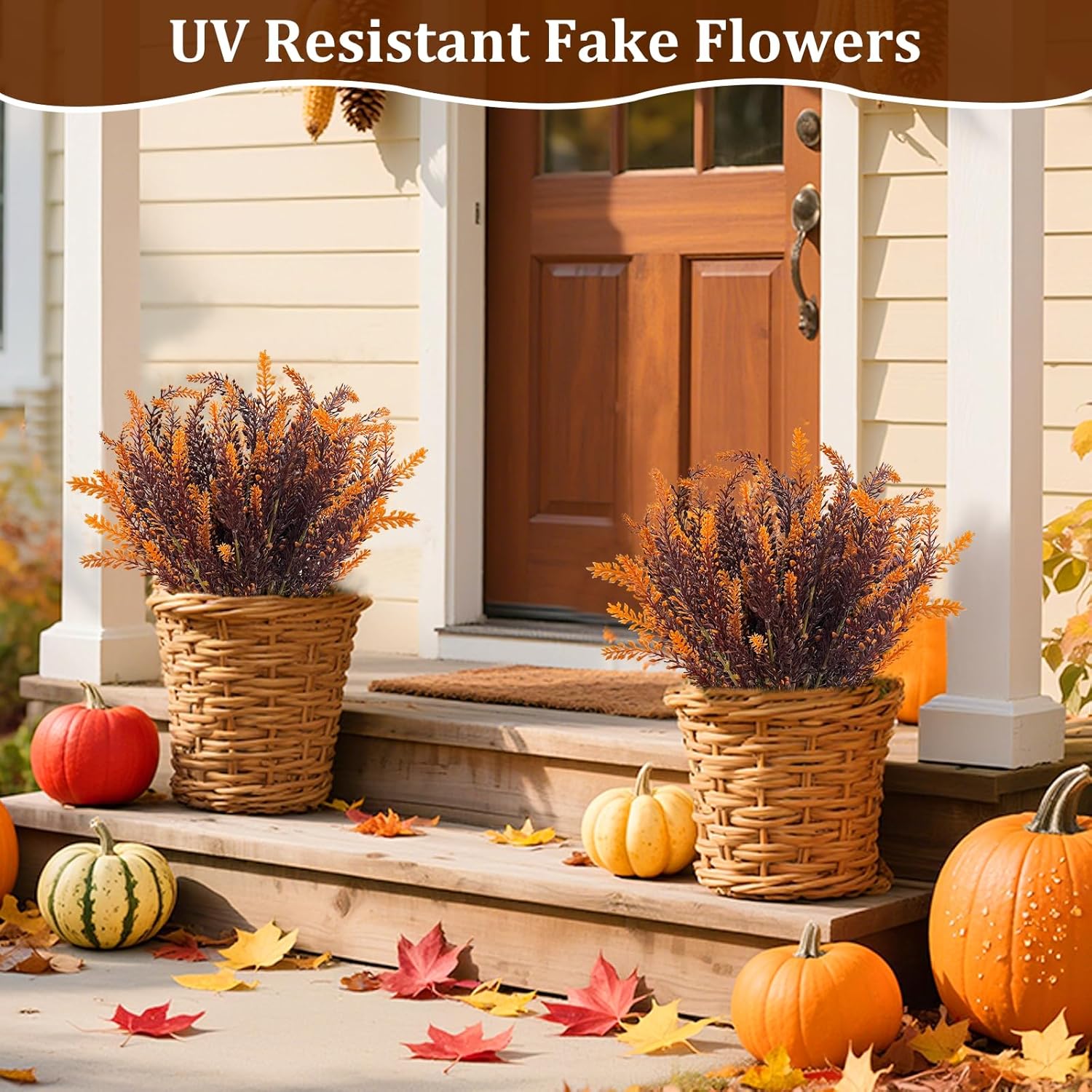 10 Bundles Artificial Fall Flowers for Outdoor Decor