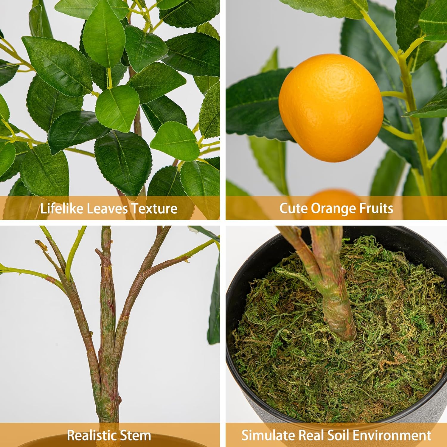 2 Ft Artificial Orange Trees 2 Pack with Black Pots