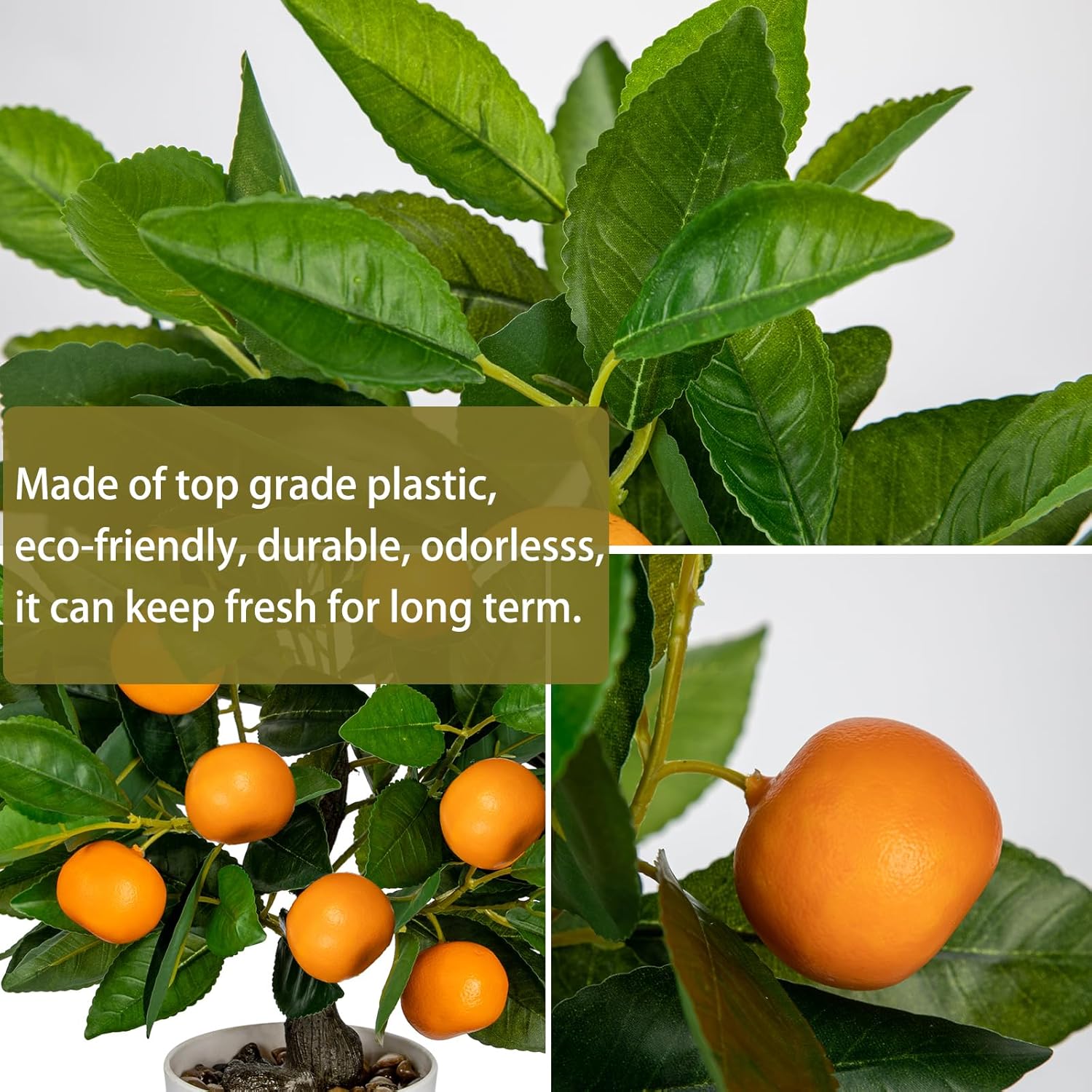 Faux Orange Tree 161 Inch Artificial Citrus Plant with White Pot