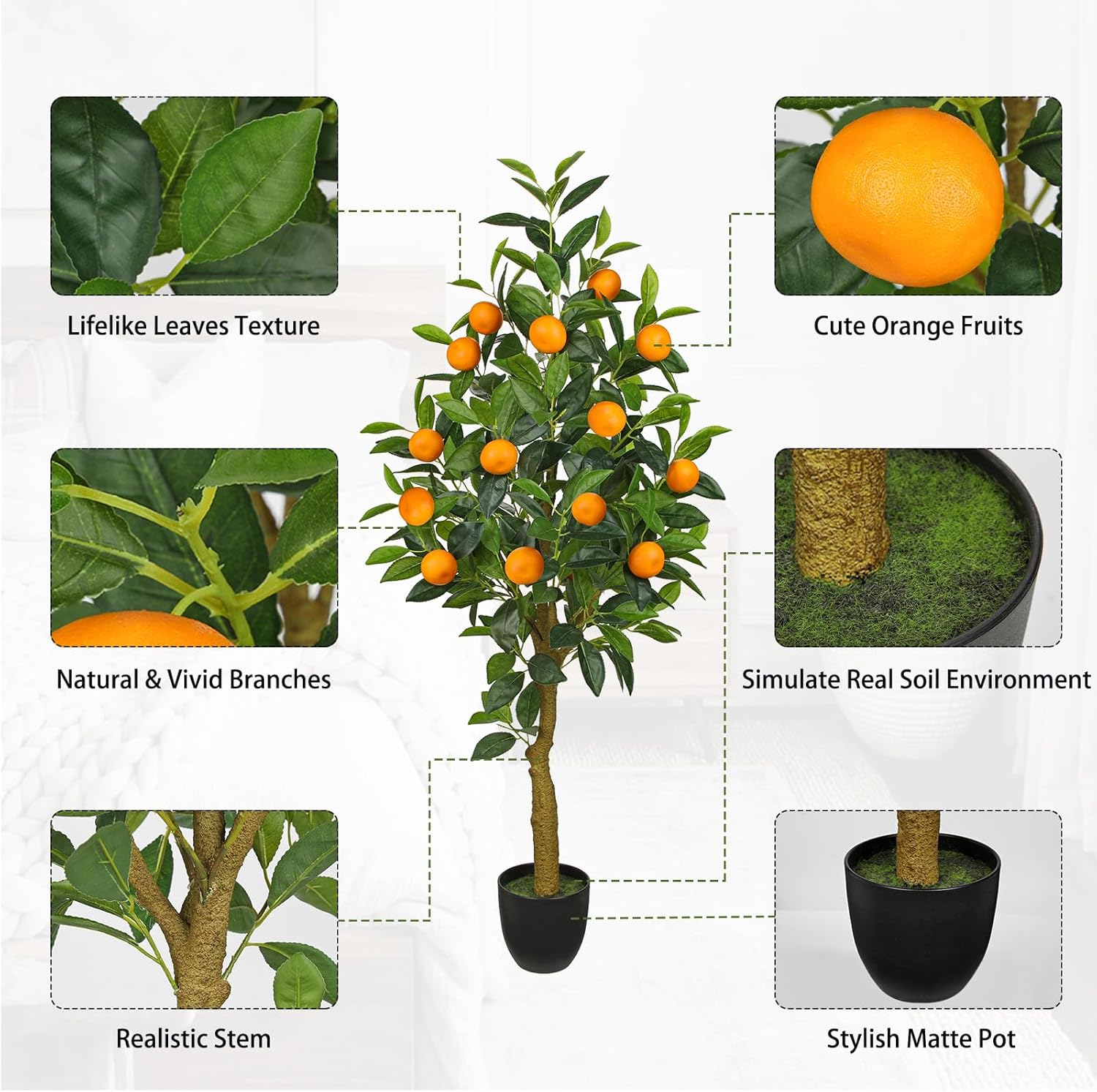 4ft Artificial Orange Tree with 14 Realistic Fruits