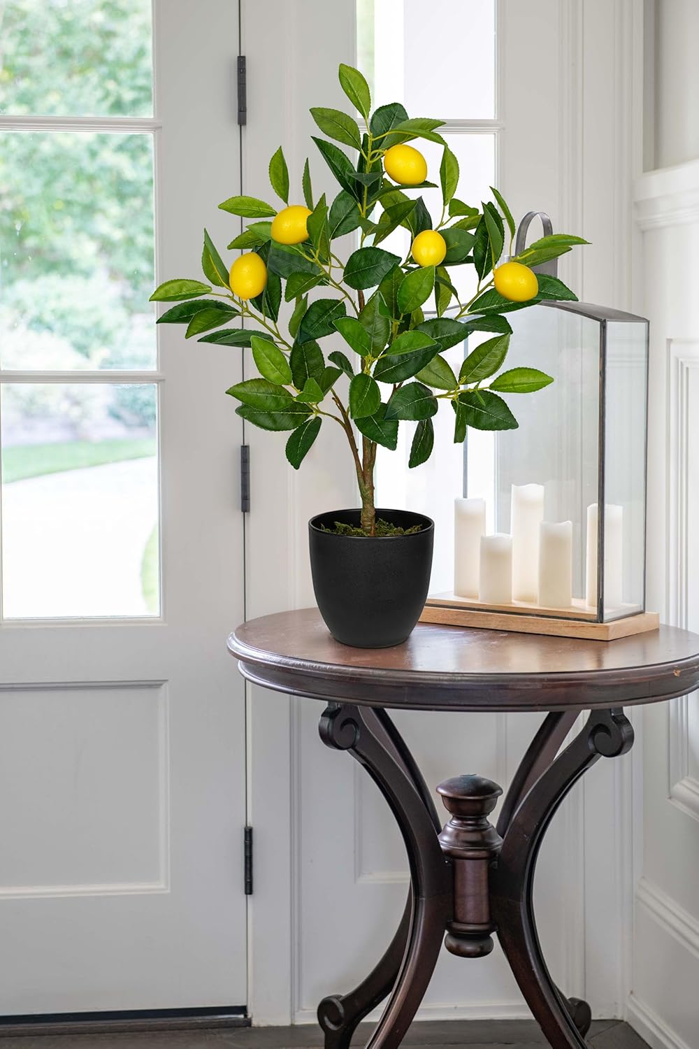 2Ft Artificial Lemon Trees 2 Pack Indoor with Black Pots