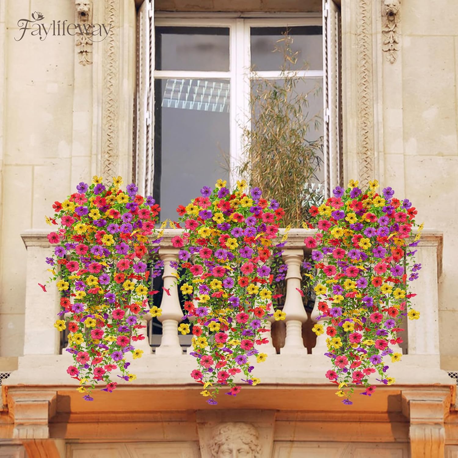 Upgrade UV-Resistant Artificial Hanging Flowers 4PCS