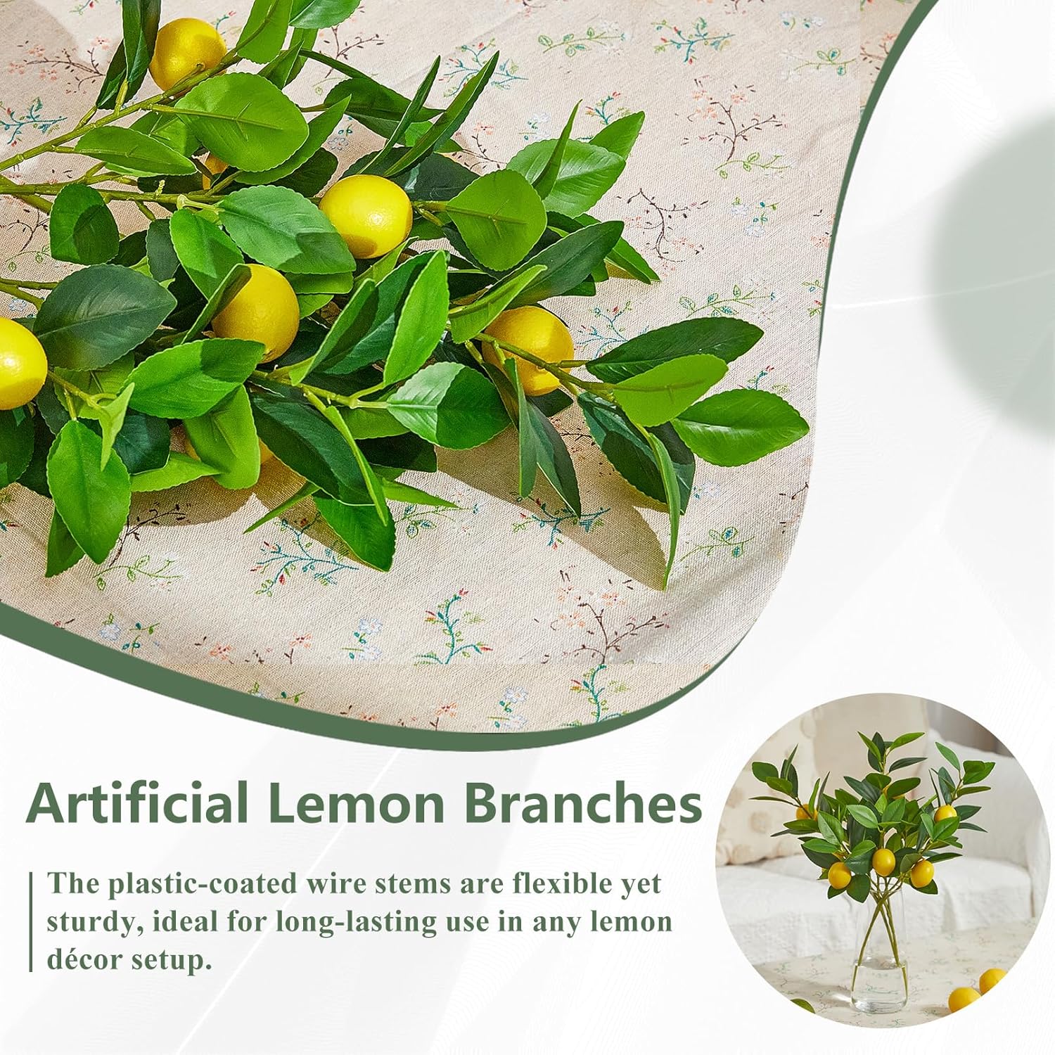 3 Pcs Artificial Lemon Branches 18 Inch Lemon Tree Decor