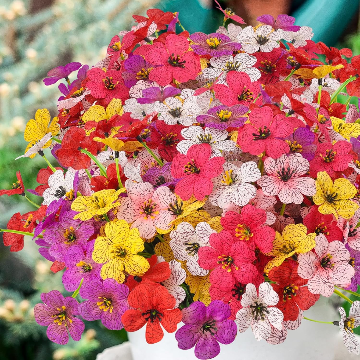 MACTING Artificial Flowers 6 Bundles UV Resistant Outdoor Decor