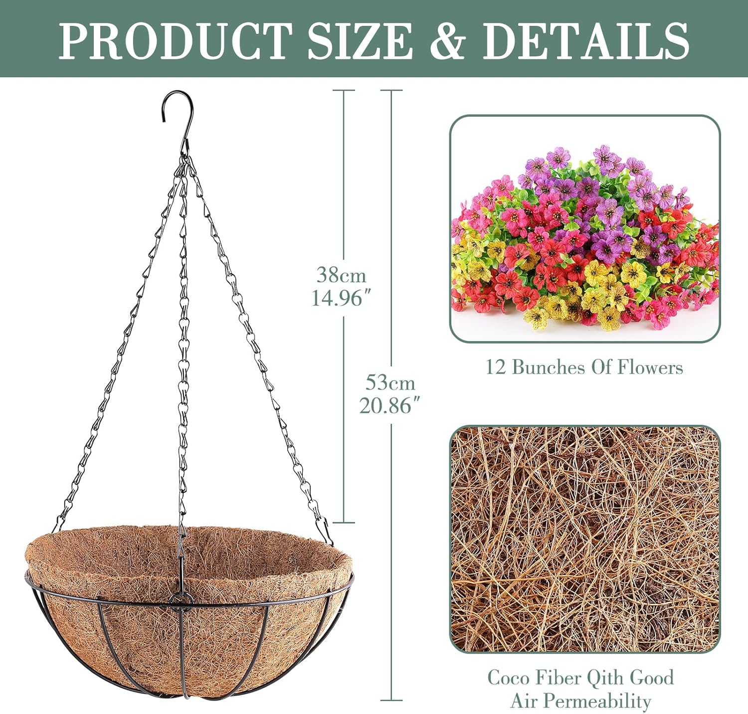 AGIRL Artificial Hanging Flowers Decor Basket