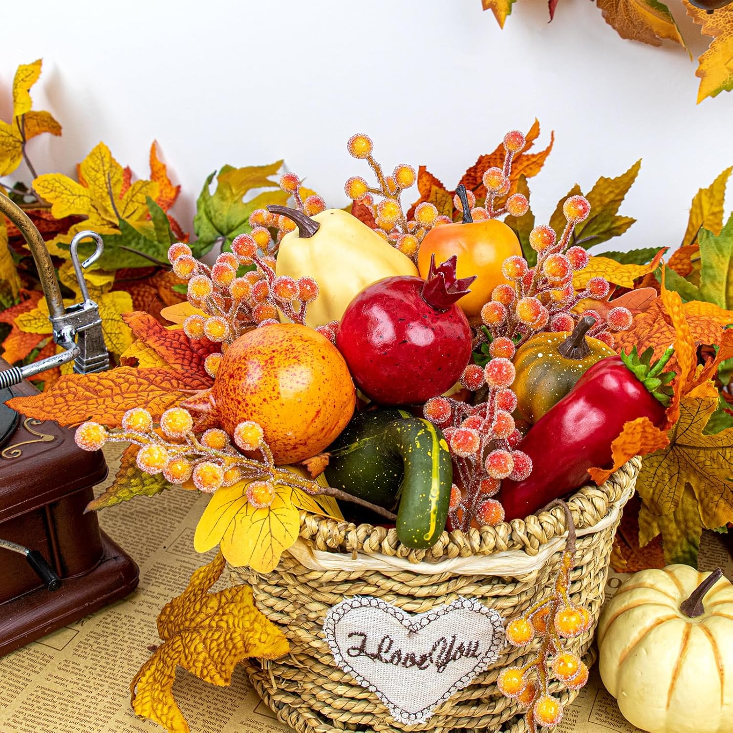 Frosted Artificial Orange Berry Stems 32 Pack Fall Decor