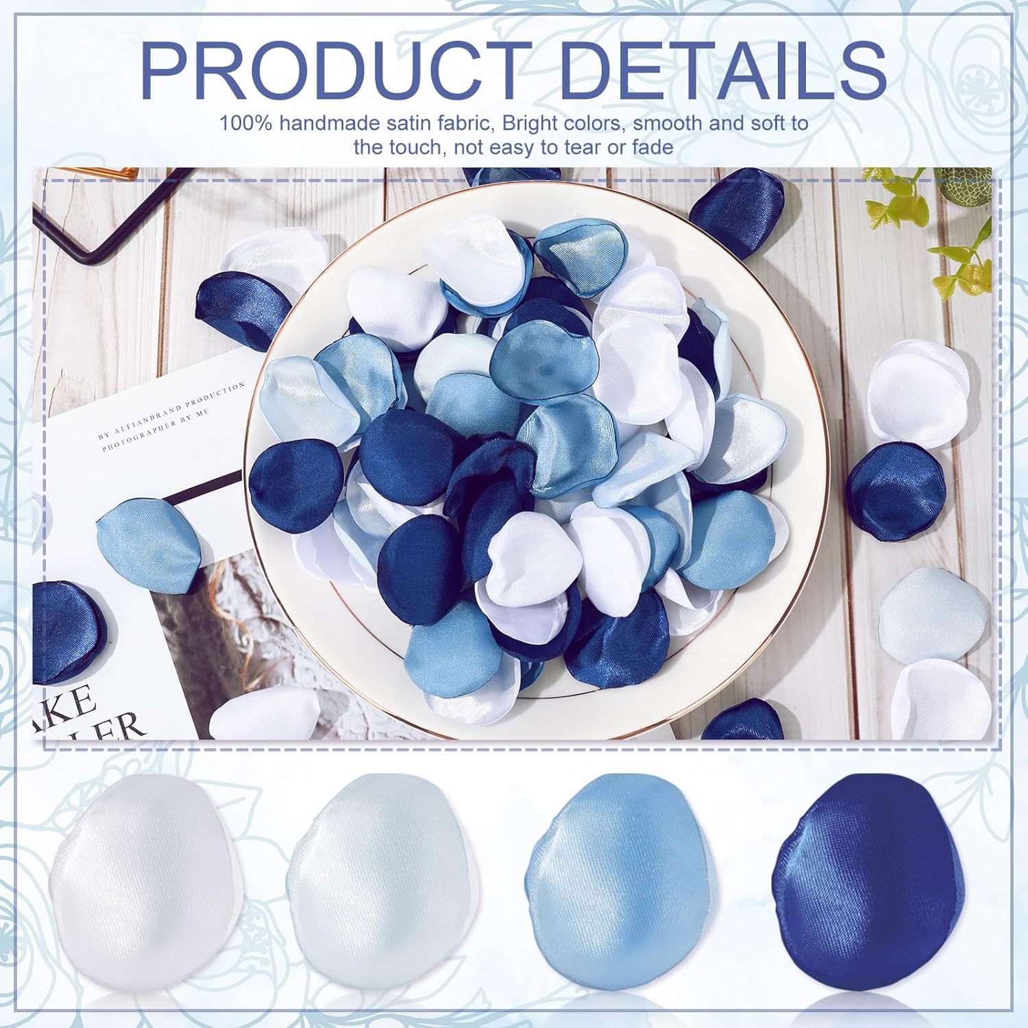600Pcs Artificial Silk Rose Petals Dusty Blue Wedding Decor