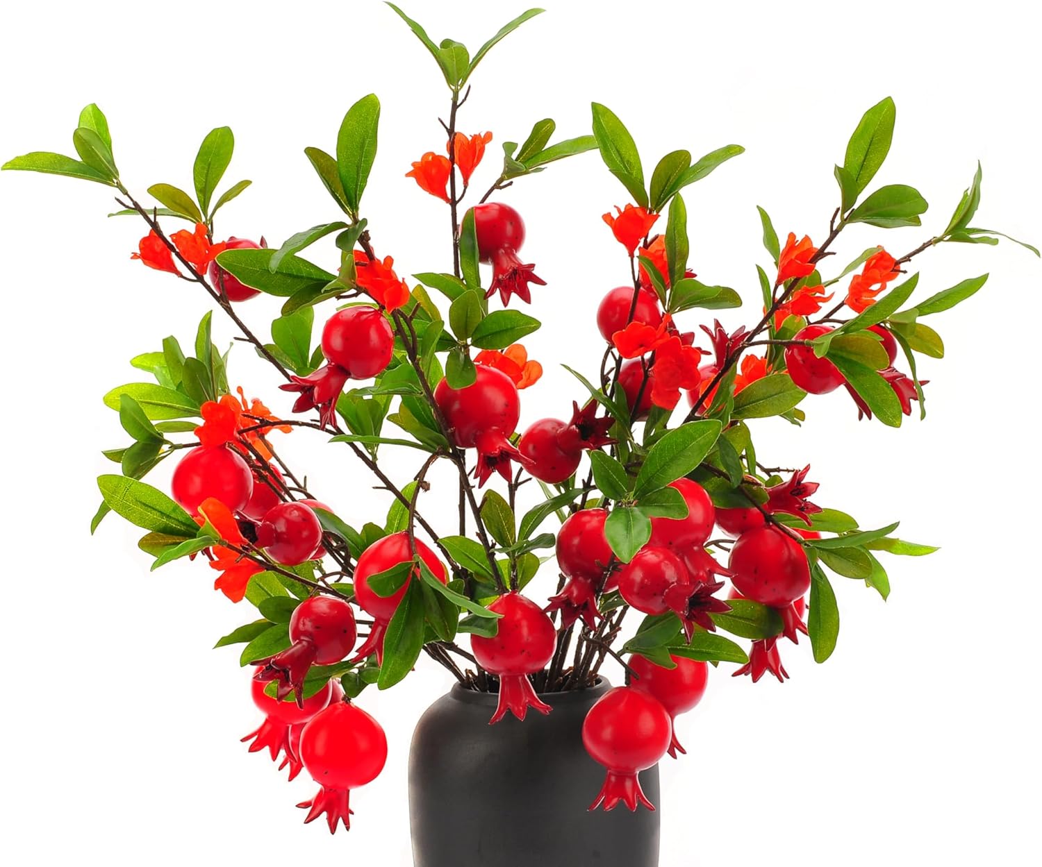 Lifelike Artificial Pomegranate Flower Decoration 4PCS 37 Inch