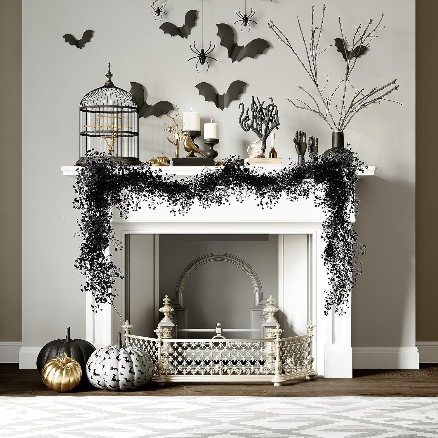 RECUTMS Artificial Hanging Plants 2Pcs Black Ivy Garland