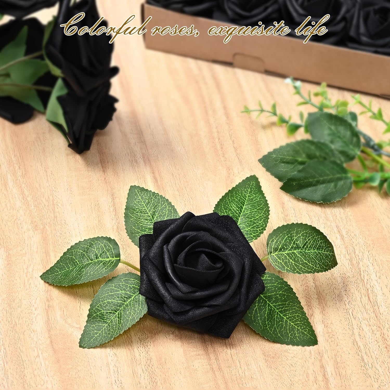 BLEUM CADE 16Pcs Artificial Flowers Fake Roses with Stems