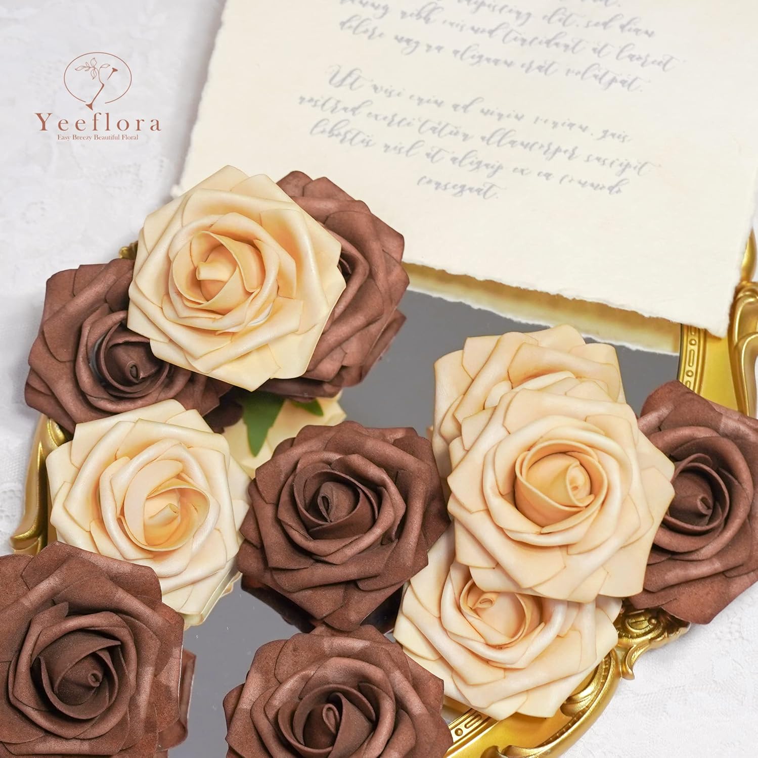 Brown Artificial Roses 25pcs for Wedding DIY Decor