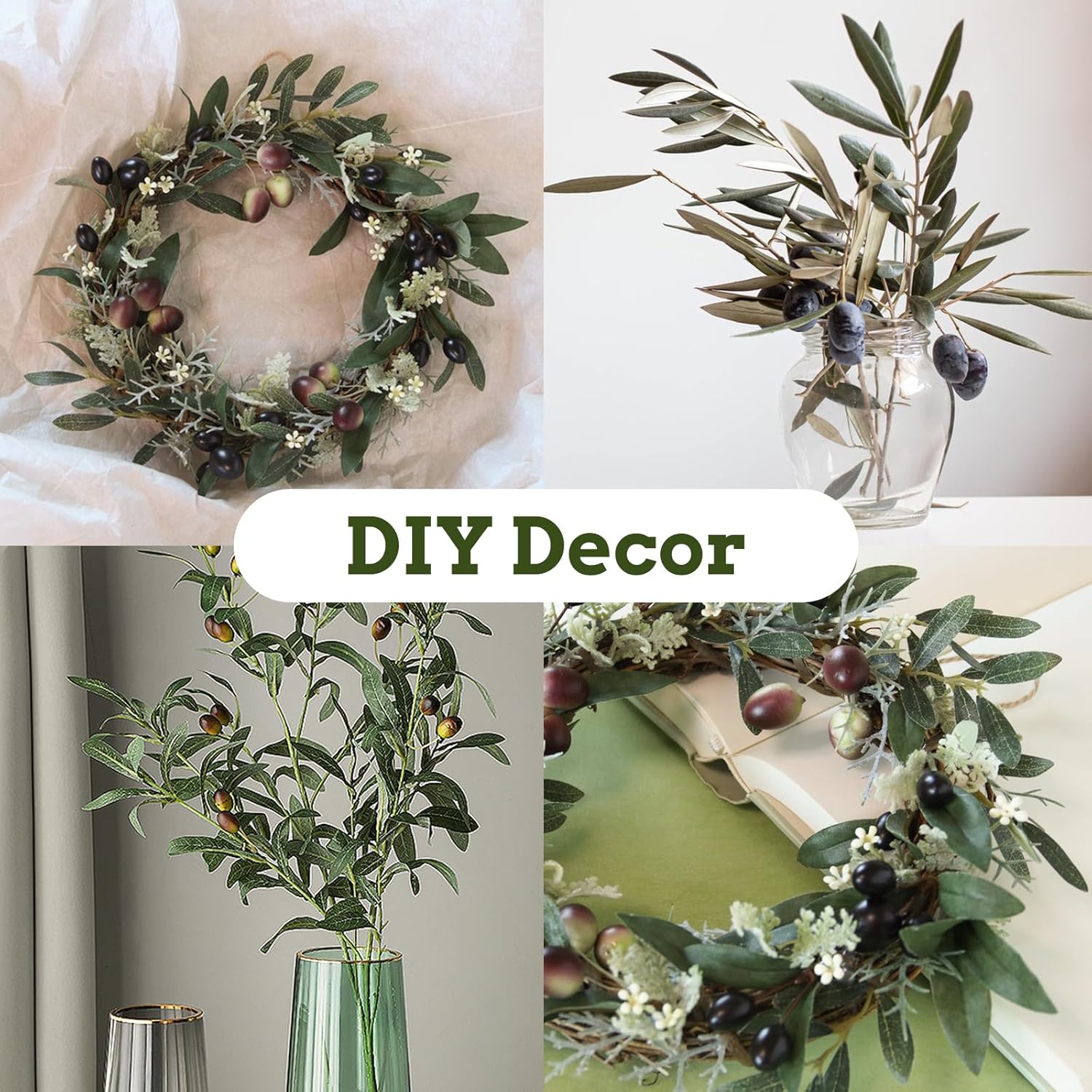 5 Pcs Artificial Olive Tree Branches 11 Inch Faux Greenery for Centerpieces
