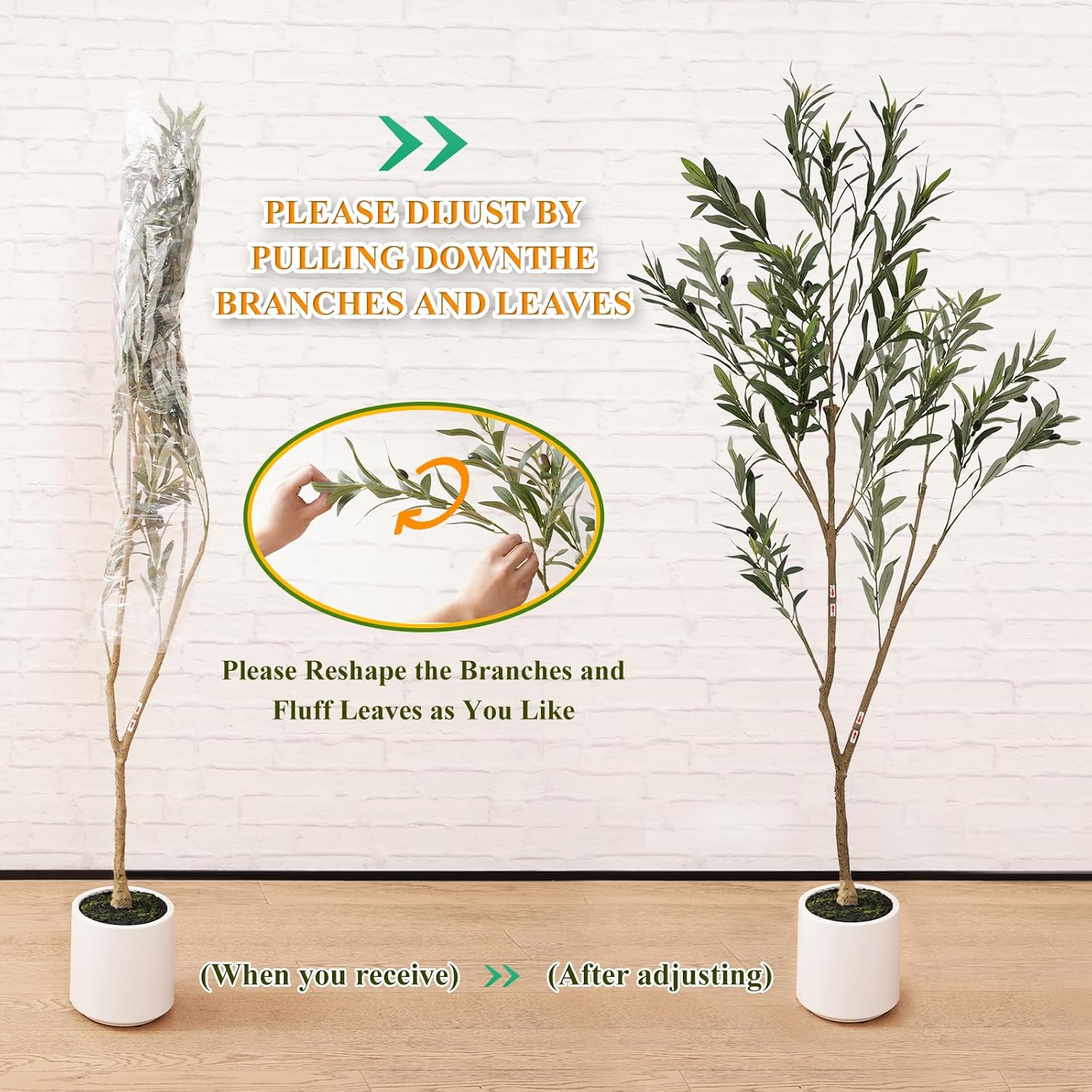 KULAMOON Artificial Olive Tree with Planter 5ft White