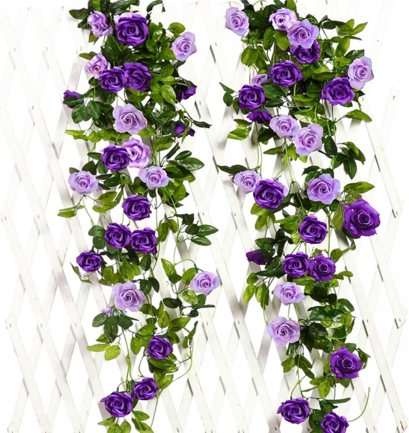 JUSTOYOU 2 Pack Fake Rose Garland Artificial Flowers Wedding Decoration
