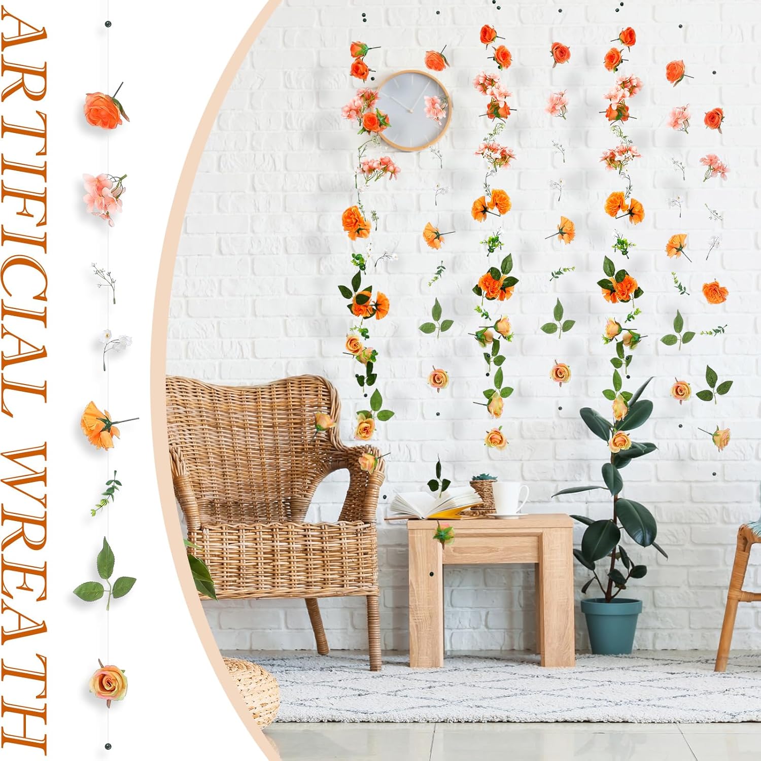 XunYee 6 Pcs 354 Ft Flower Garlands Wildflower Decor