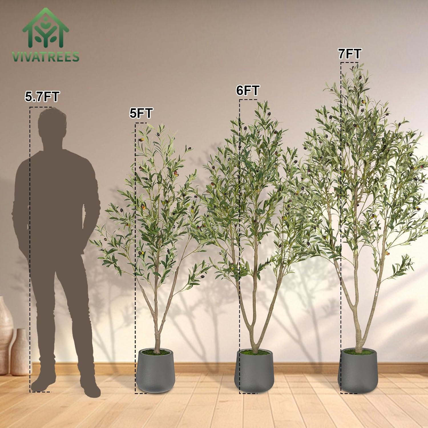 VIVATREES 5FT Artificial Olive Tree with Planter