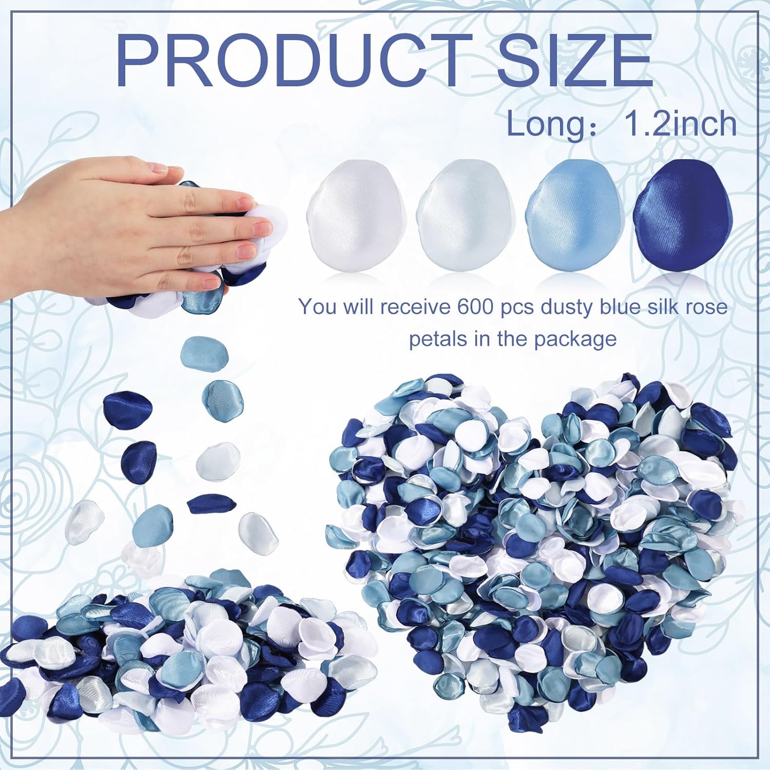 600Pcs Artificial Silk Rose Petals Dusty Blue Wedding Decor