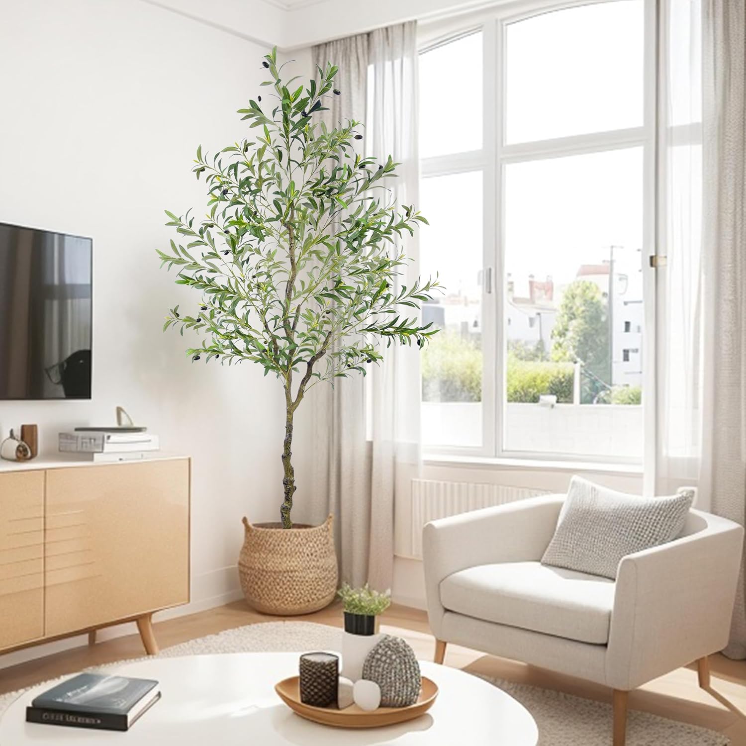 Tings Time 75ft Artificial Olive Tree with Potted Planter