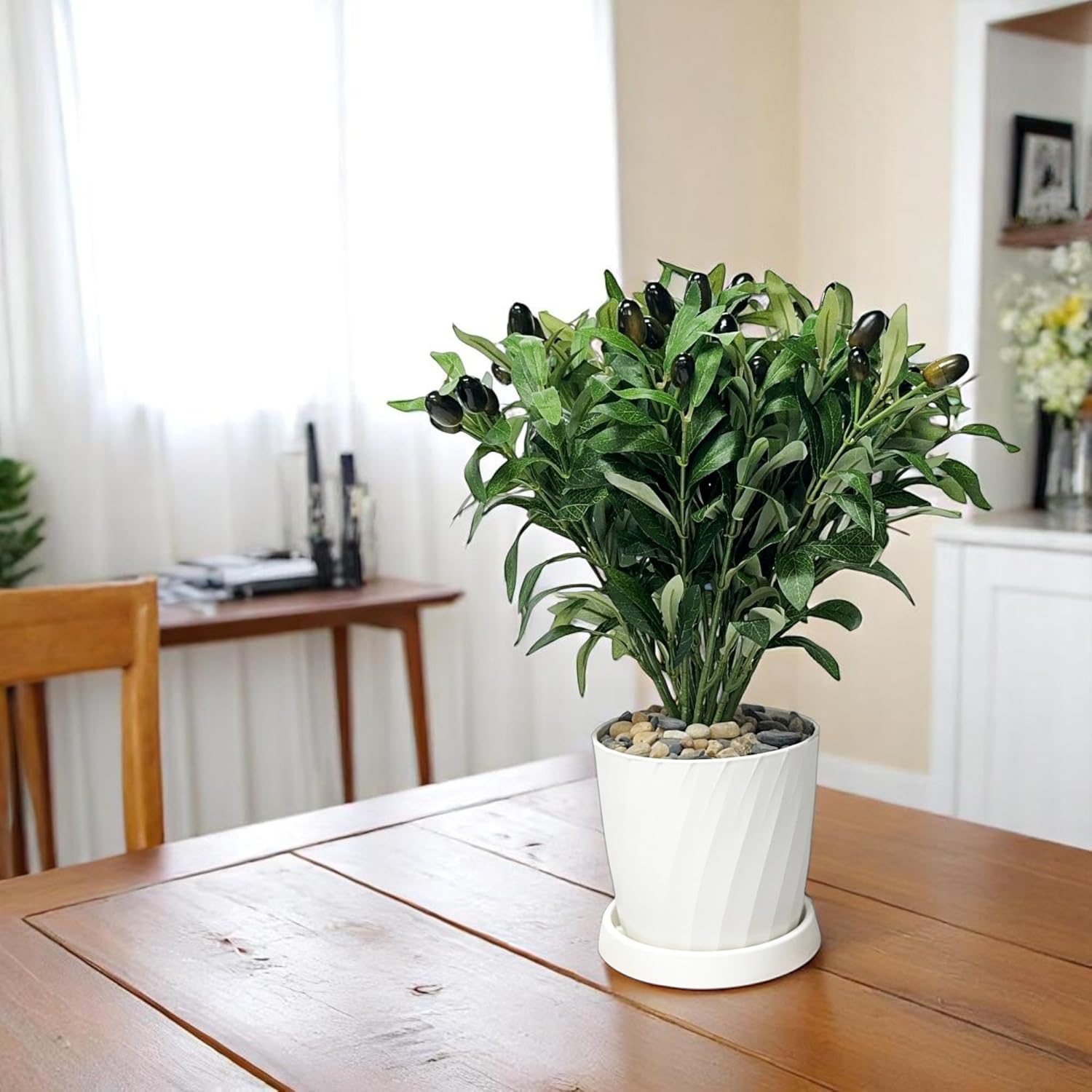 5pcs 15 Inch Artificial Olive Branches with Realistic Fruits