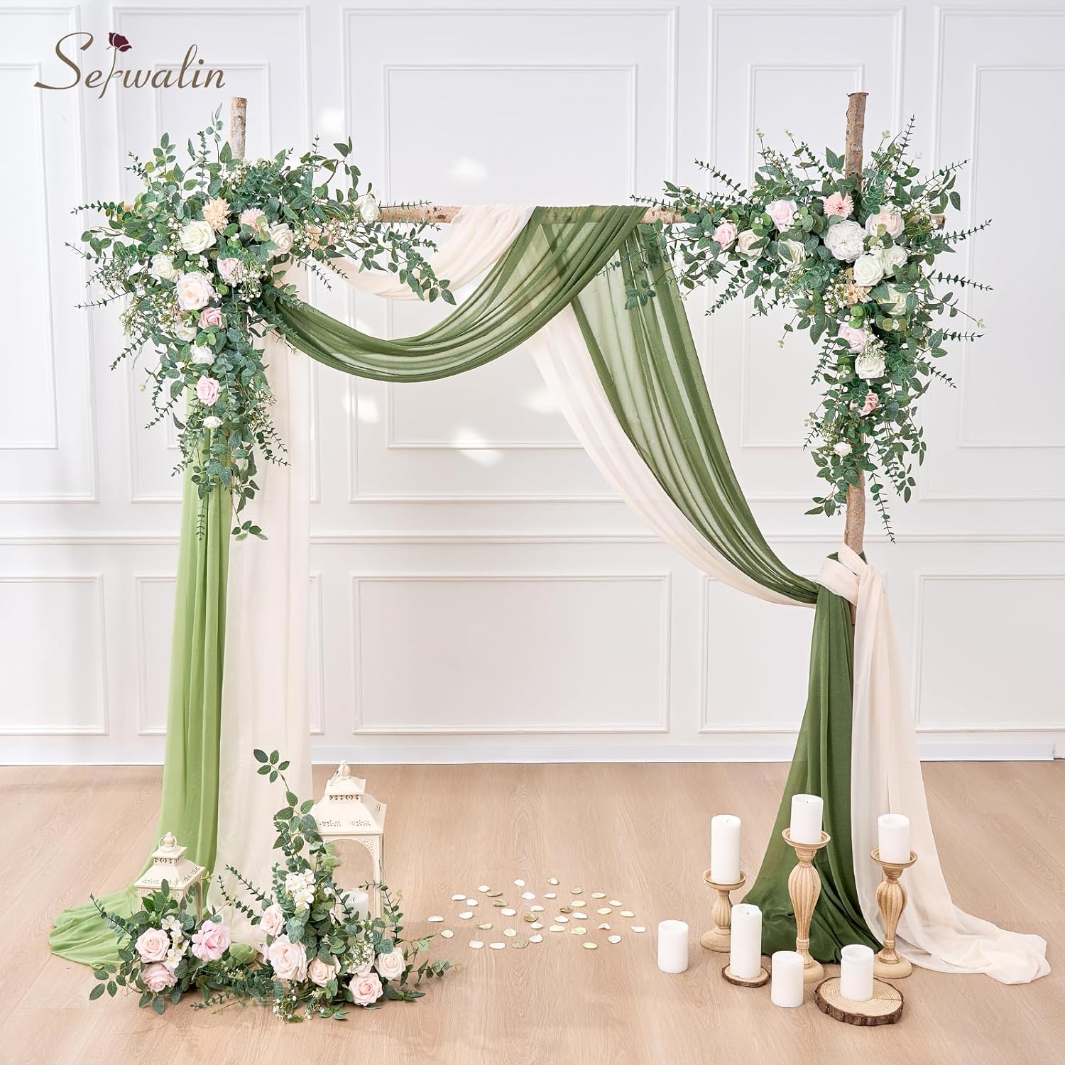Serwalin 100 Pcs Mixed Artificial Eucalyptus Stems and Flowers