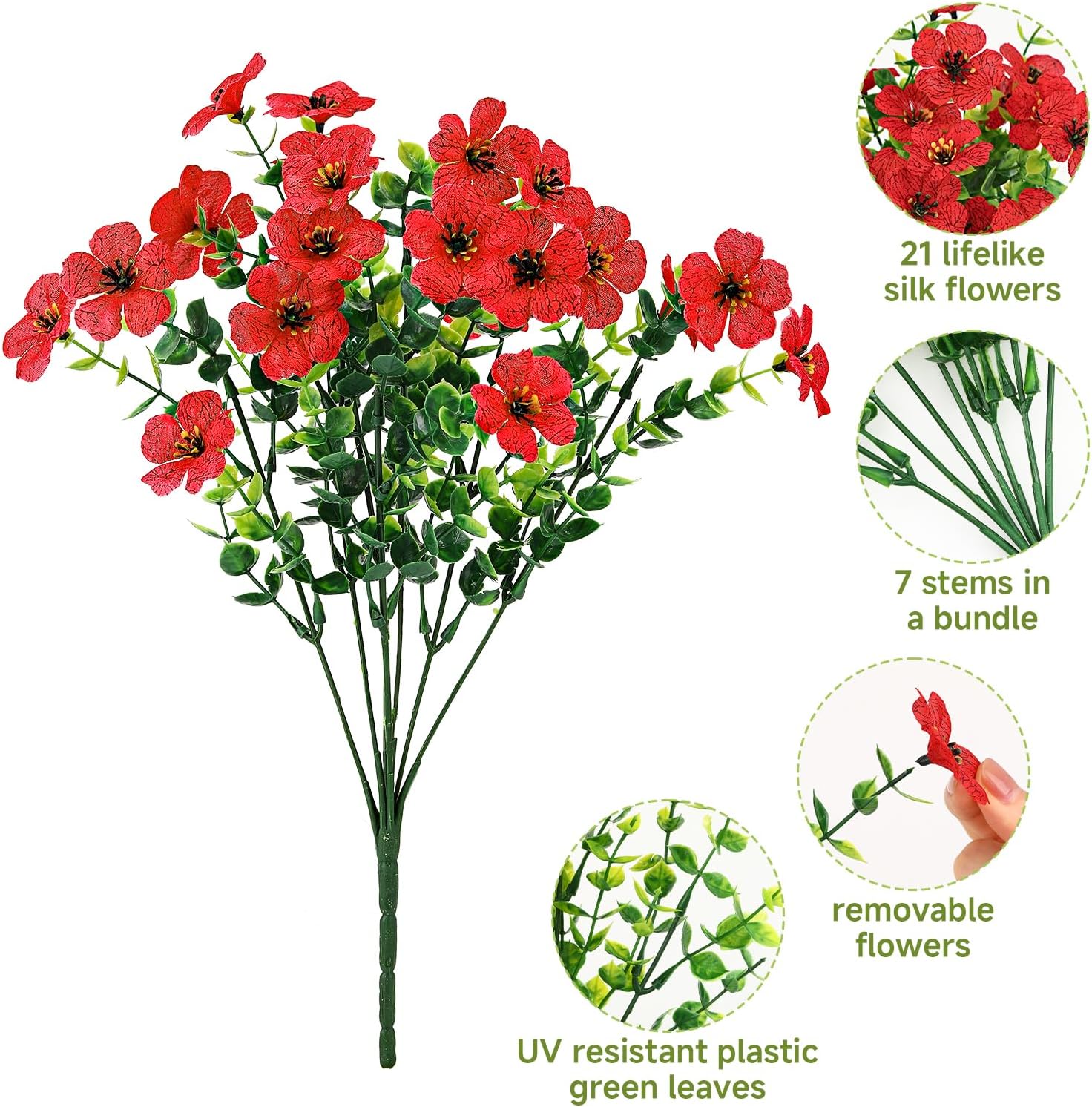 SHareconn 24 Bundle Artificial Flowers for Outdoor Decor