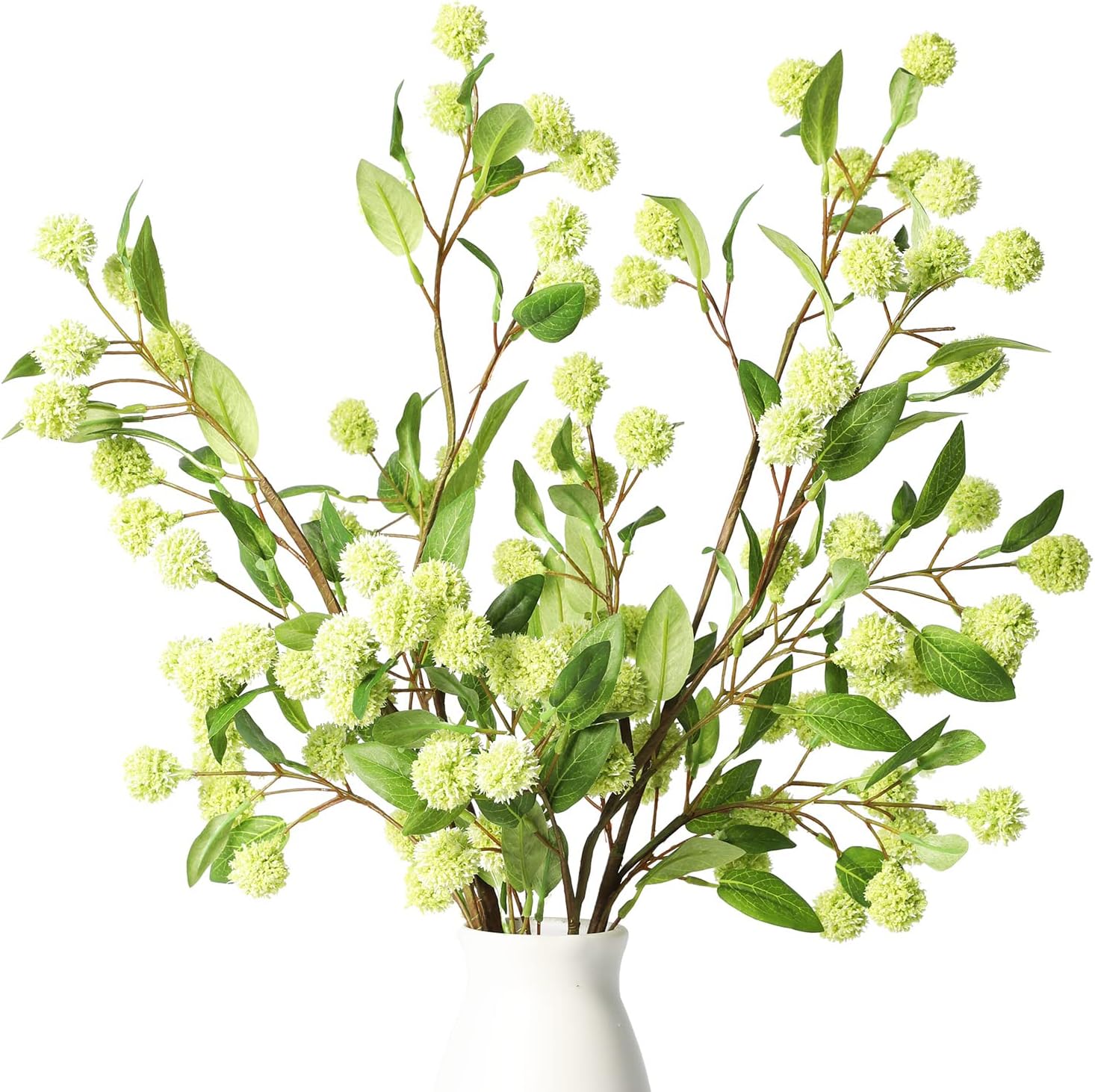 MelorcaGuilla Artificial Plants 4PCS 354 Inch Green Faux Branches for Vase