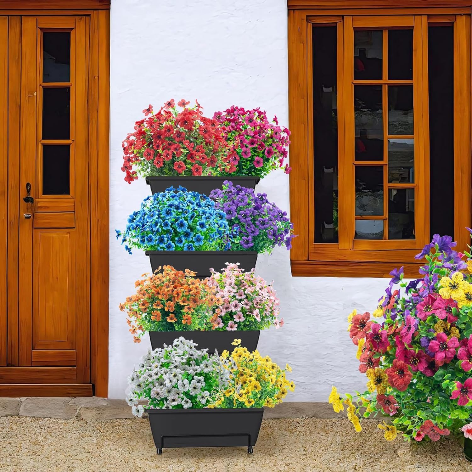 Artificial Flowers Faux Plants Summer Decor 16 Bundles Blue