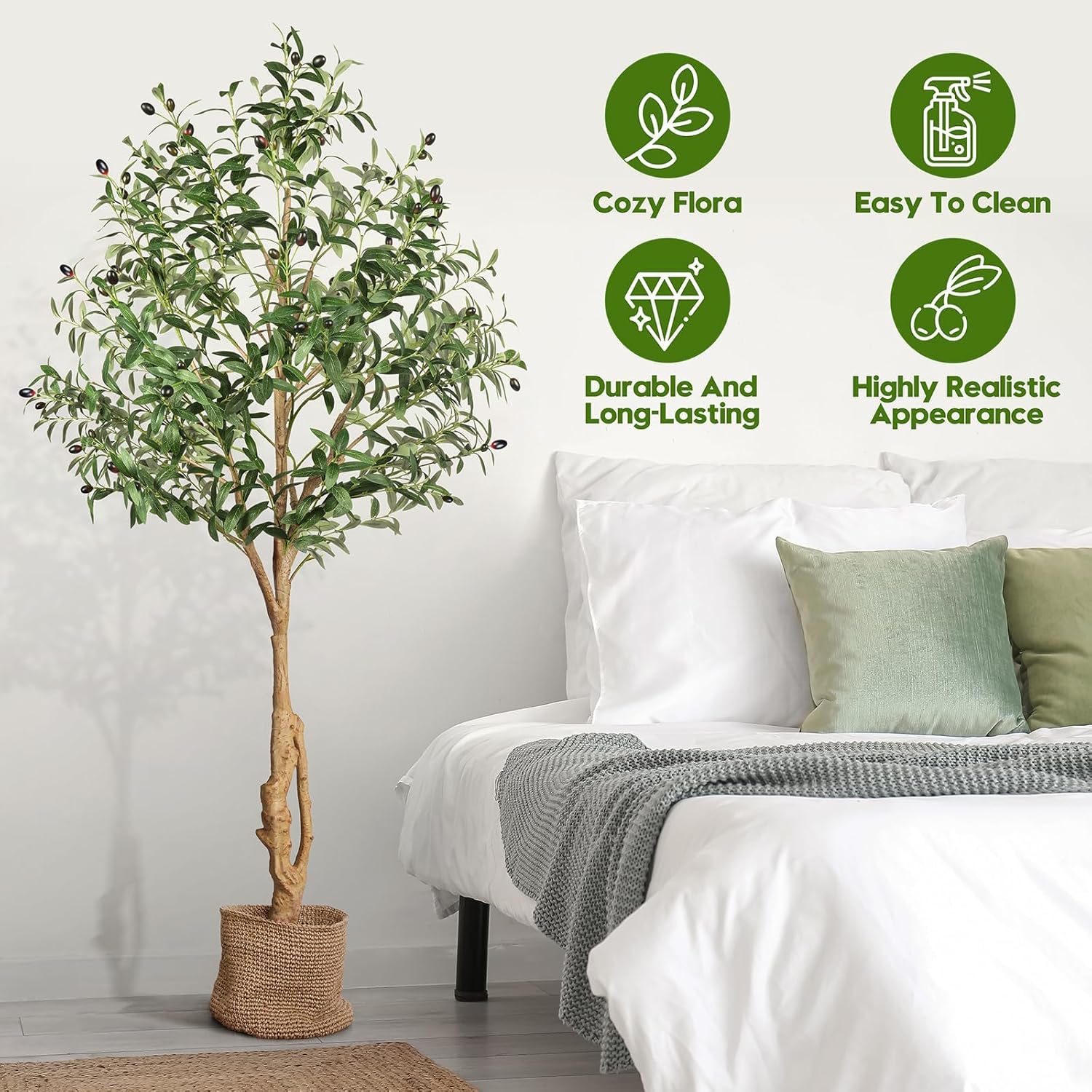 EOOIO 6ft Artificial Olive Tree with Realistic Fruits and Leaves